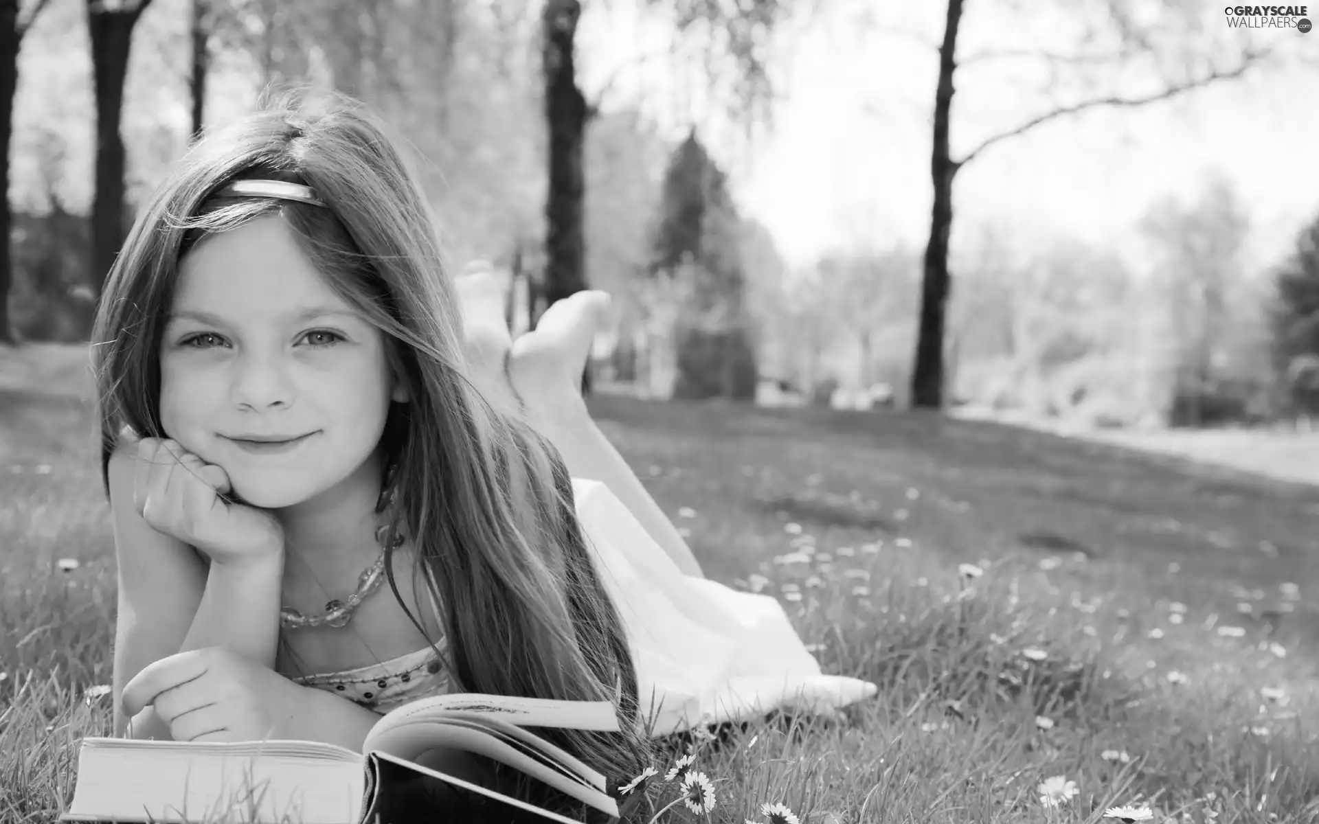 Meadow, girl, Book