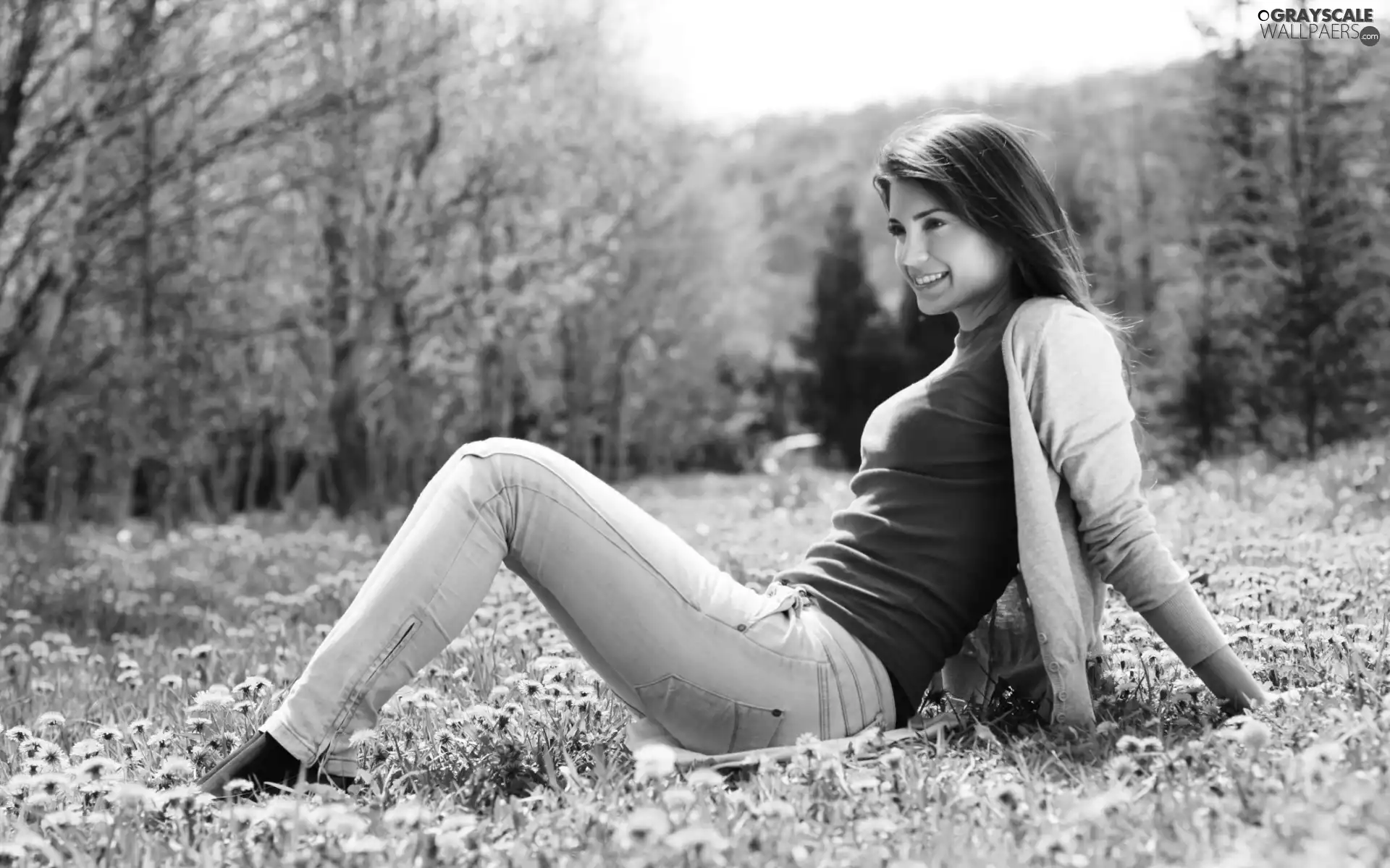 Meadow, dandelions, relaxation, Park, girl