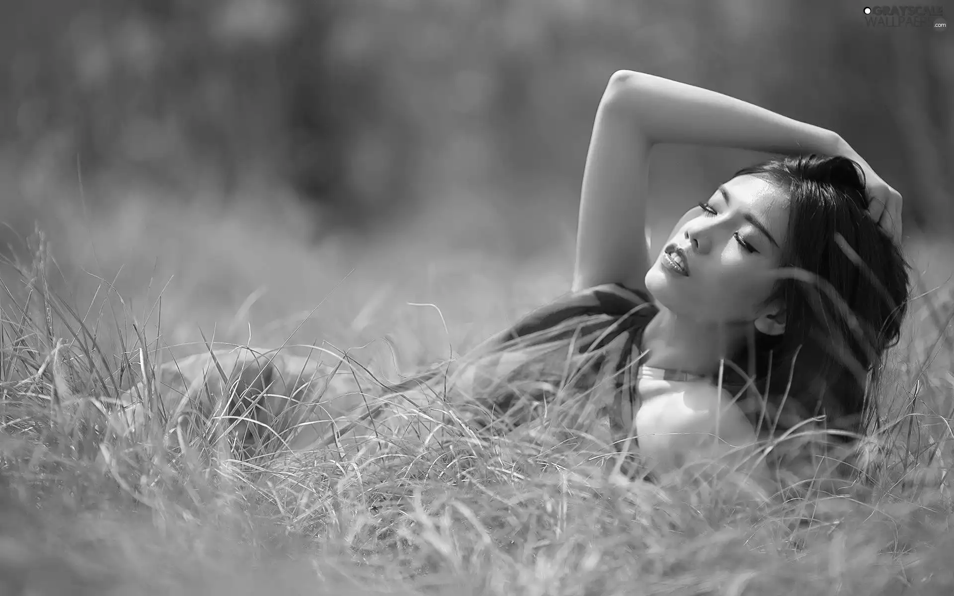 brunette, dress, Meadow, red hot