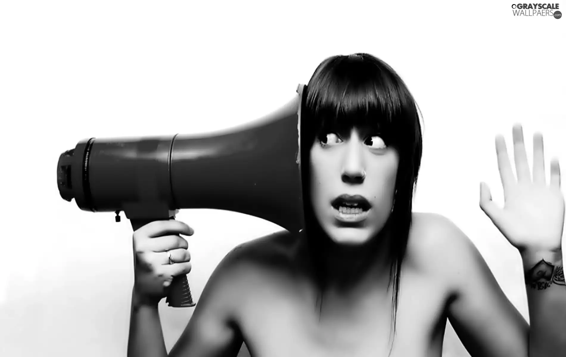 Women, megaphone