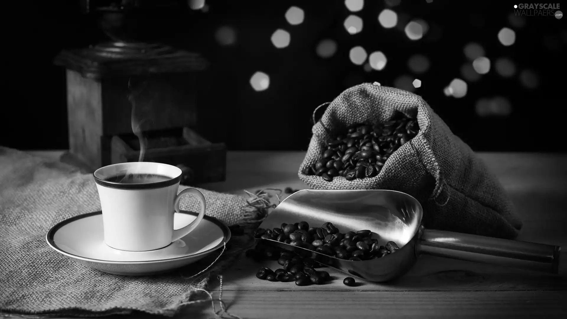 grains, cup, bag, mill, Blade, coffee