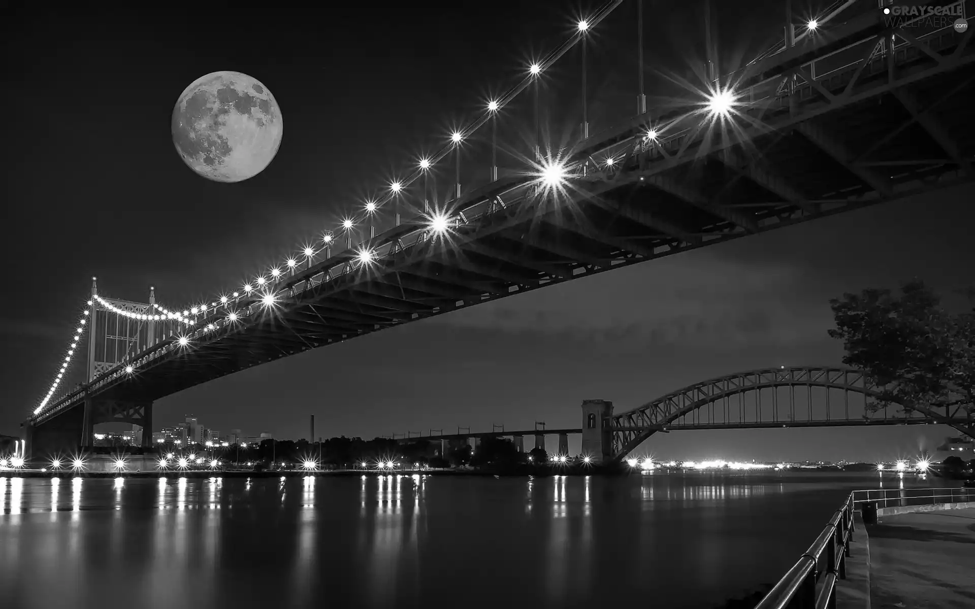 Bridges, fullness, moon, River