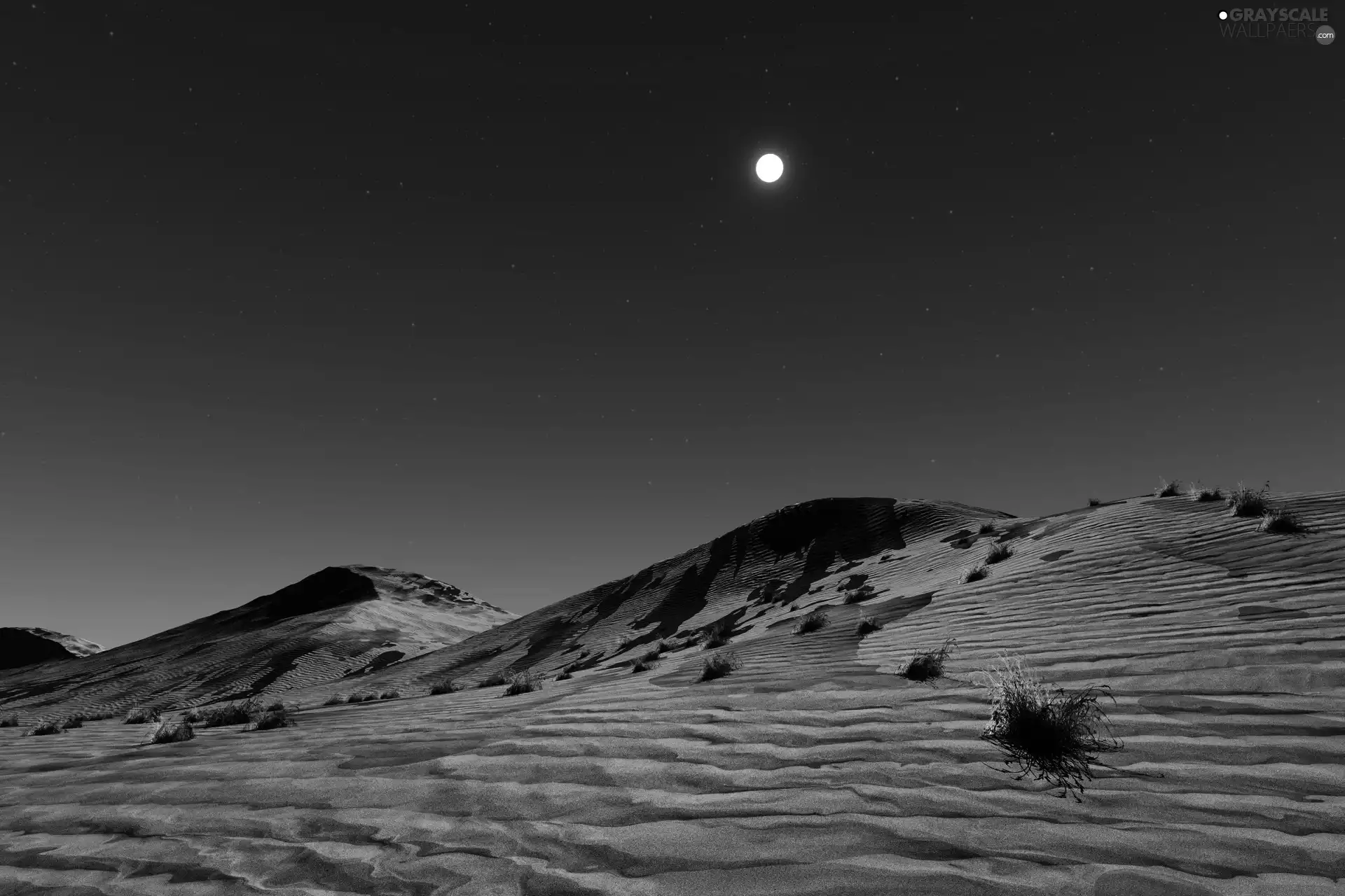 Desert, Sand, moon, Dunes