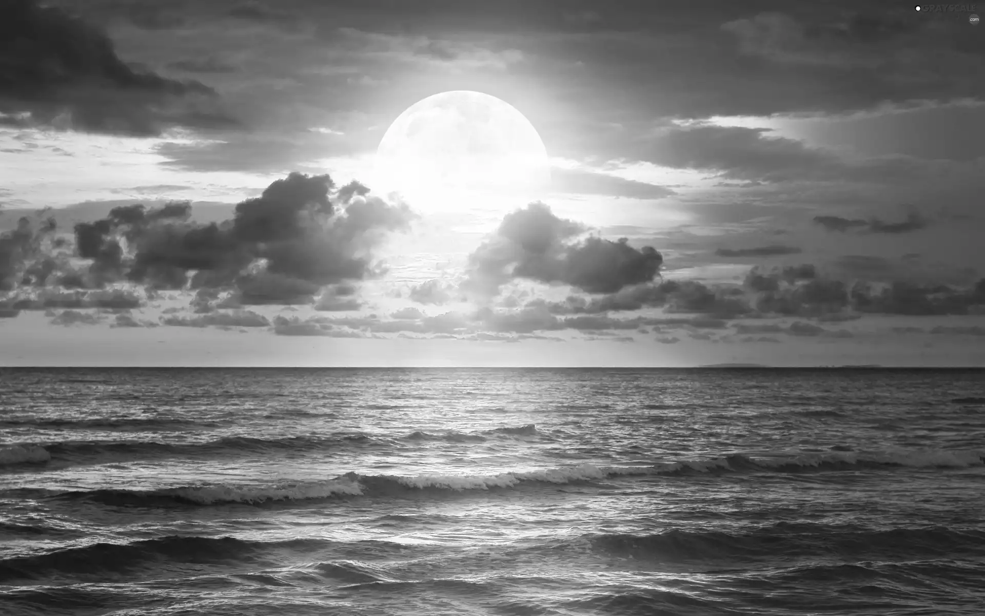 sea, moon