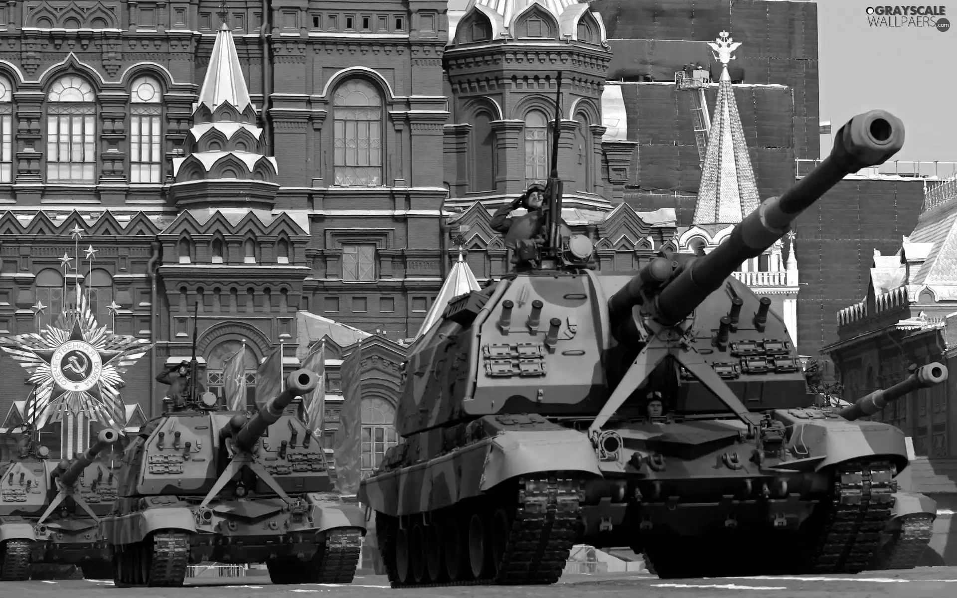 tanks, Red Square, Moscow, soldiers