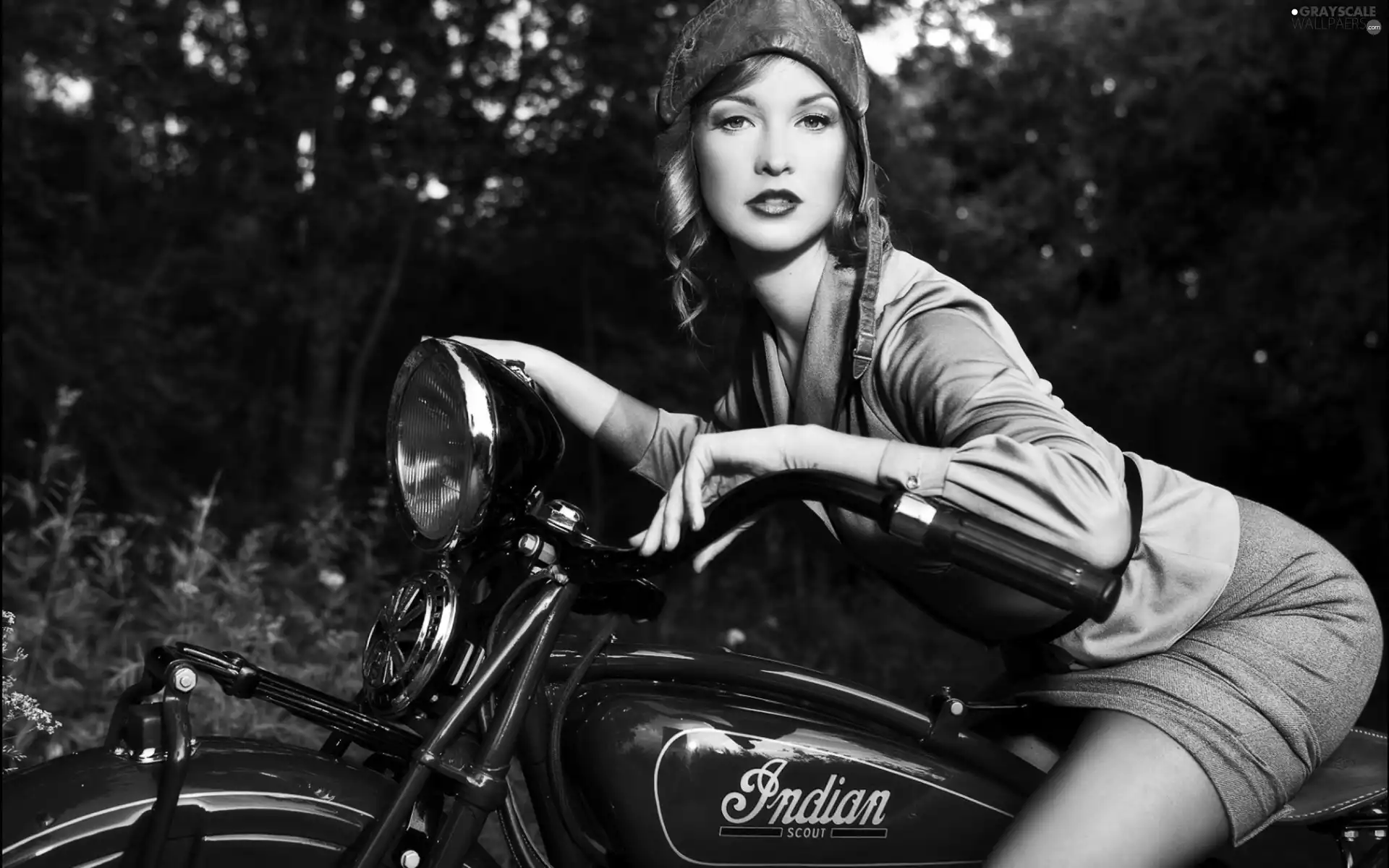 forest, Women, motor-bike