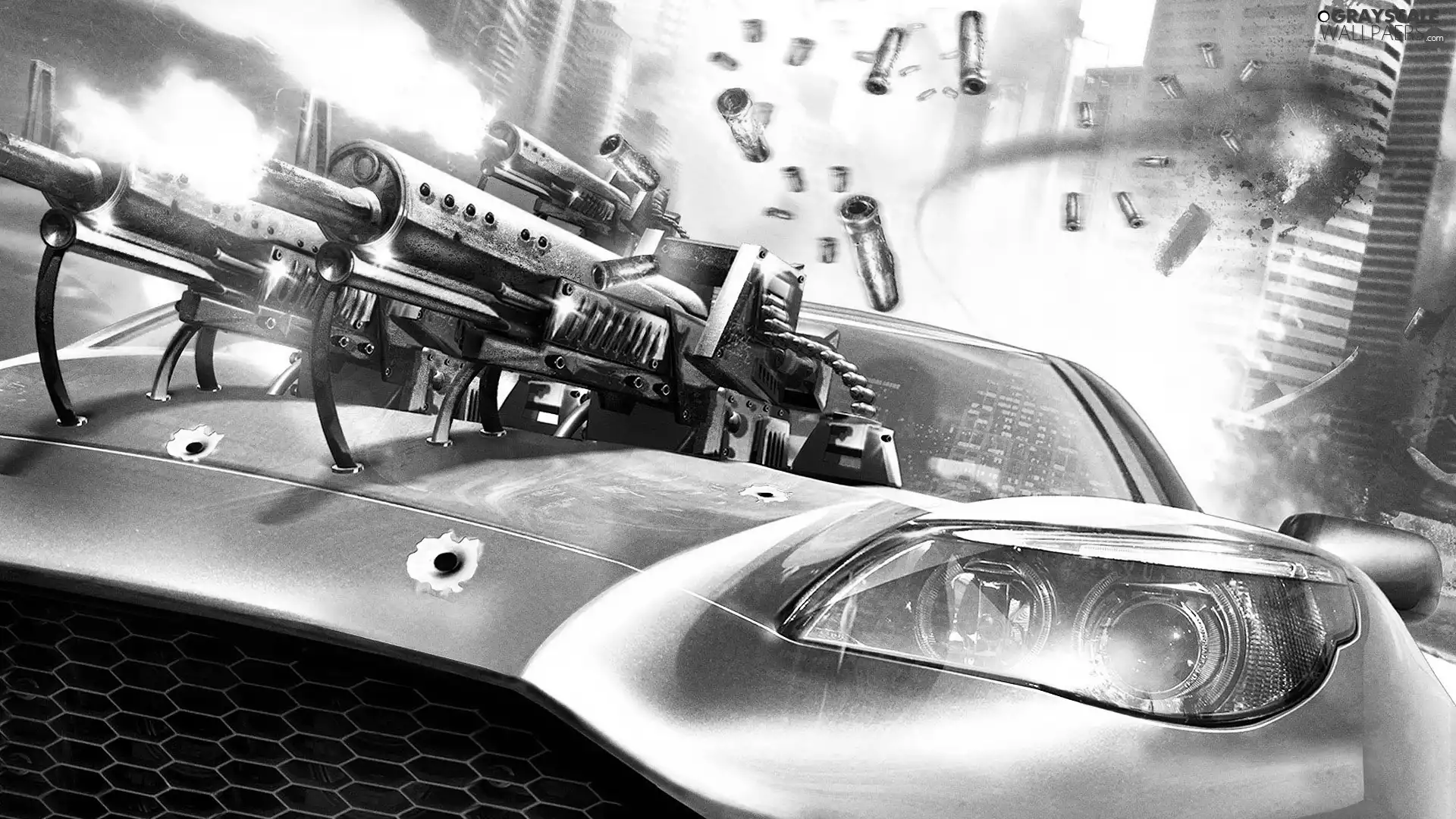 motor car, guns