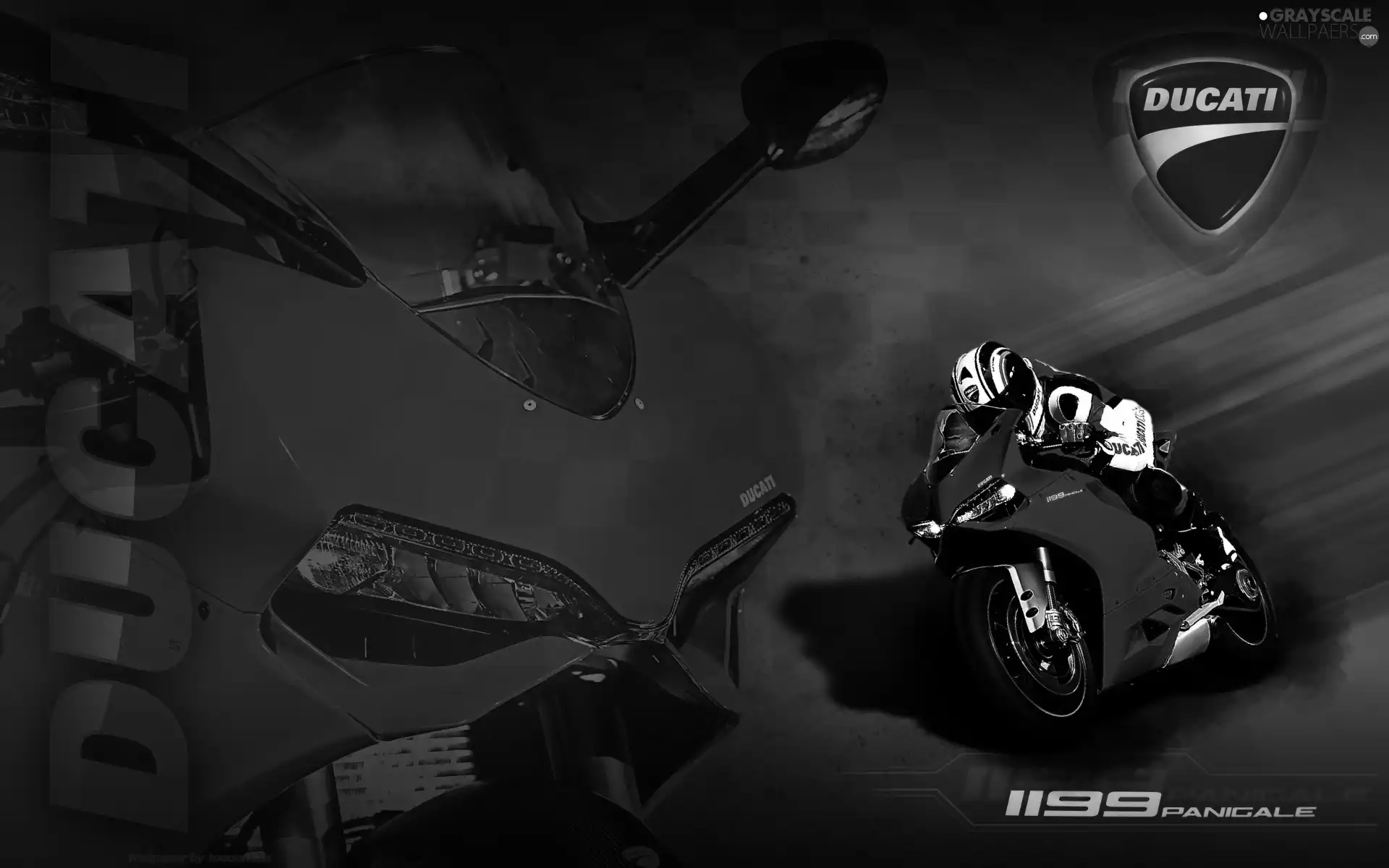 Ducati 1199 Panigale, logo, Motorcyclist, Red