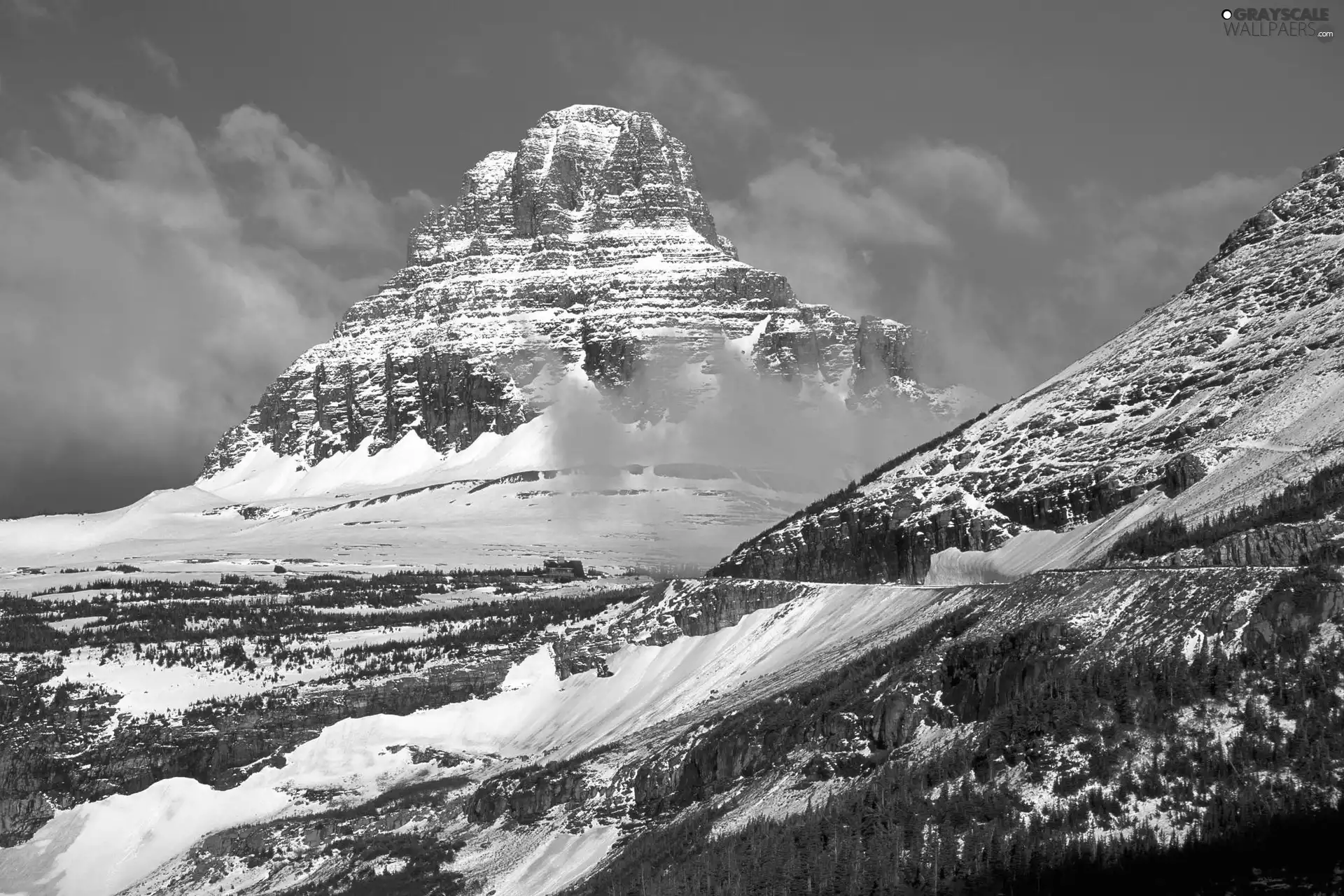 Glacier National Park, The United States, Clements Mountain, winter, Mountains, Montana State