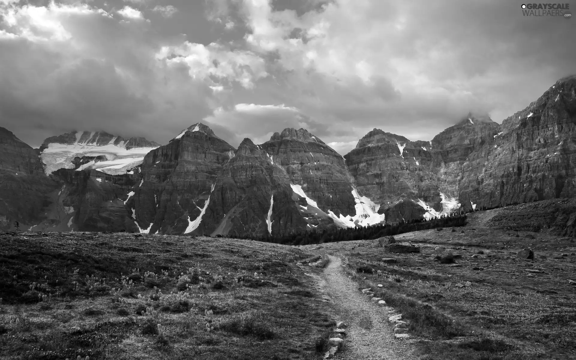 Mountains, Way, clouds