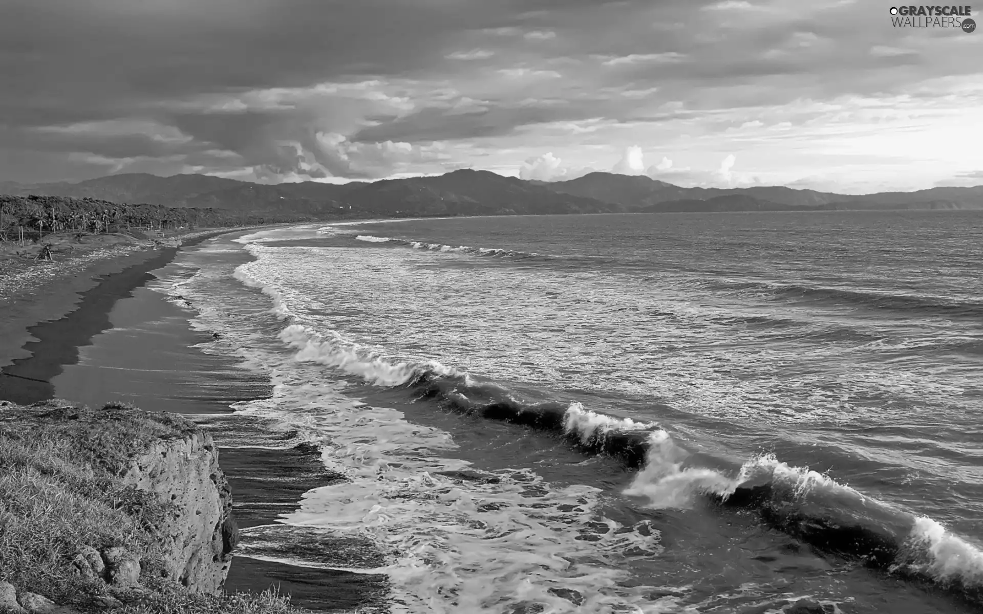 Coast, Waves, Mountains, Beaches