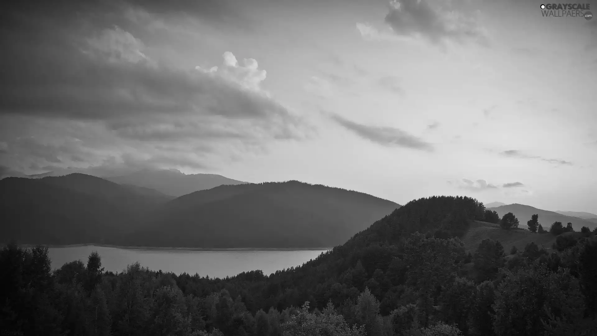 Mountains, River, forest