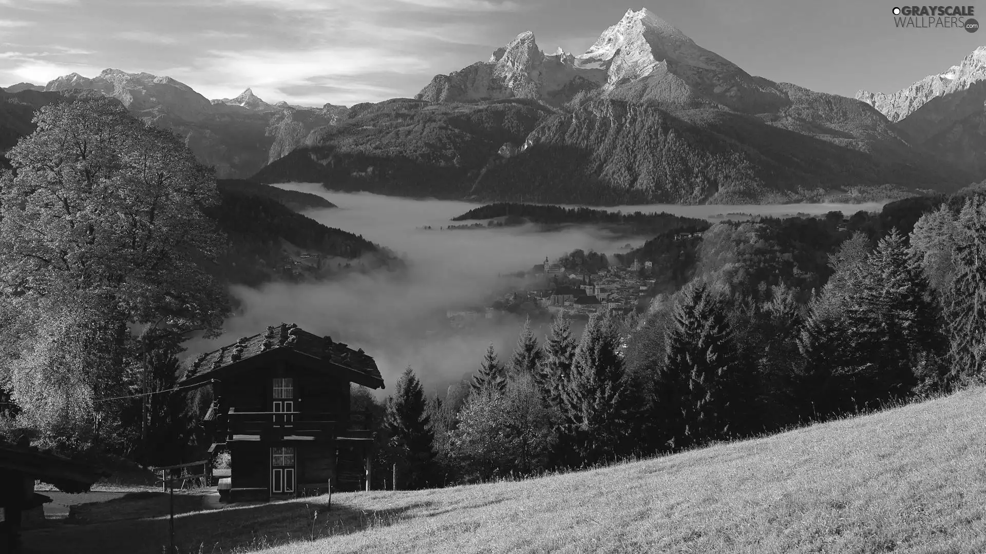 Mountains, Home, Germany, Fog, Bavaria