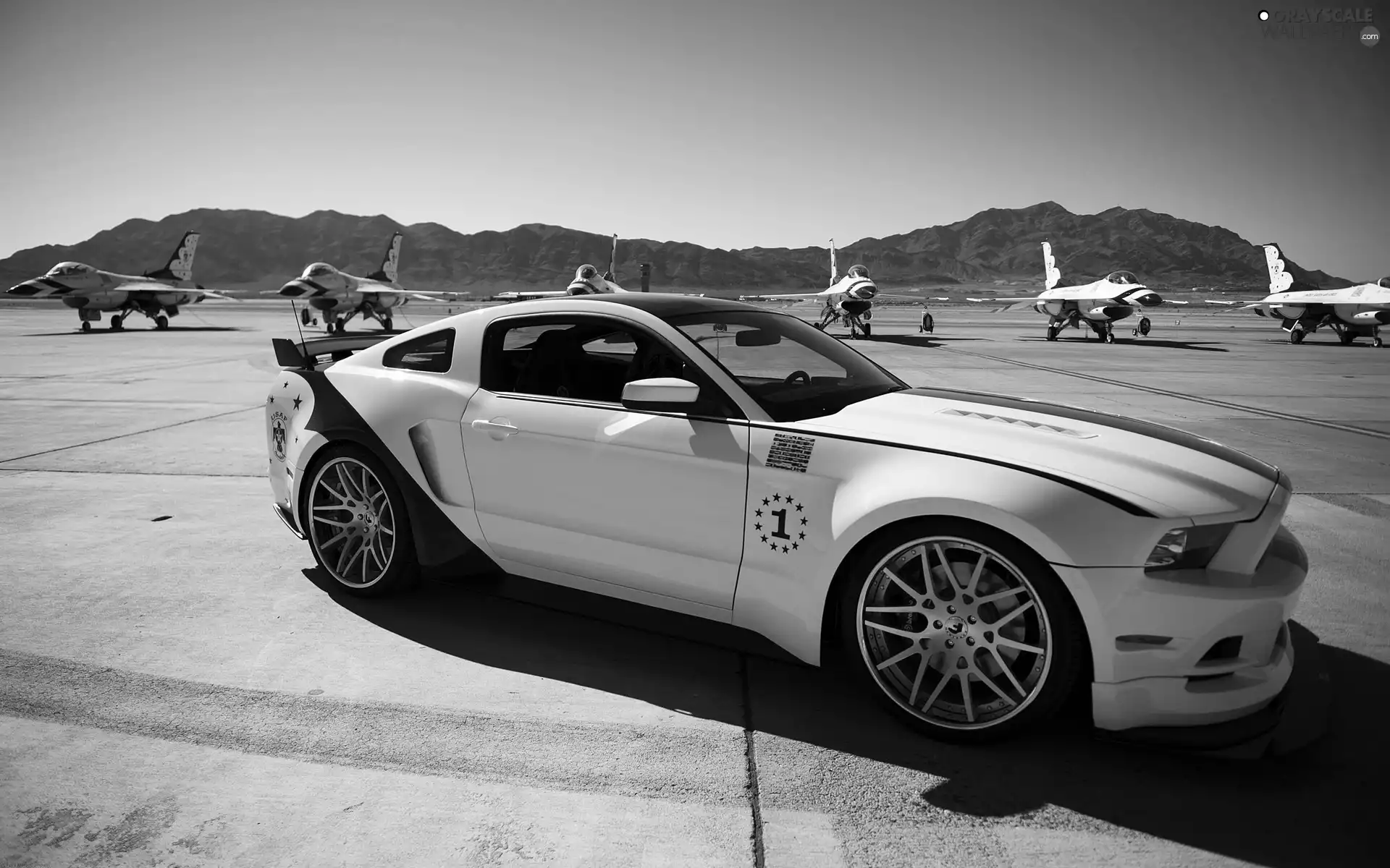 Mountains, Planes, Mustang, airport, Ford