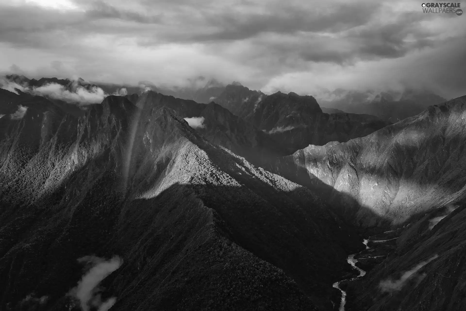 Great Rainbows, clouds, Mountains