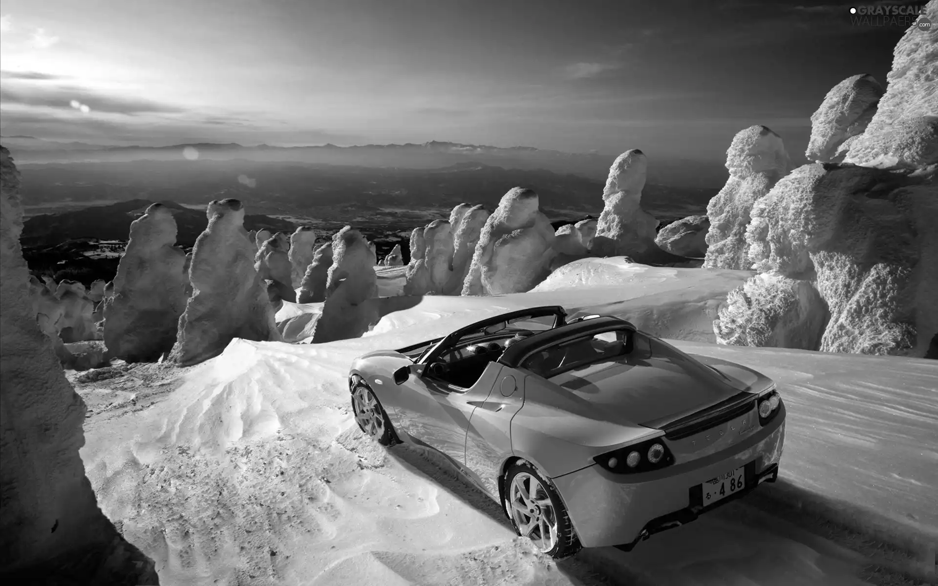 Mountains, Tesla, Roadster