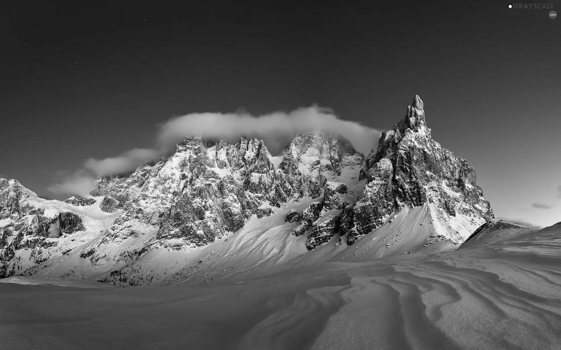 Rocky, clouds, winter, Mountains