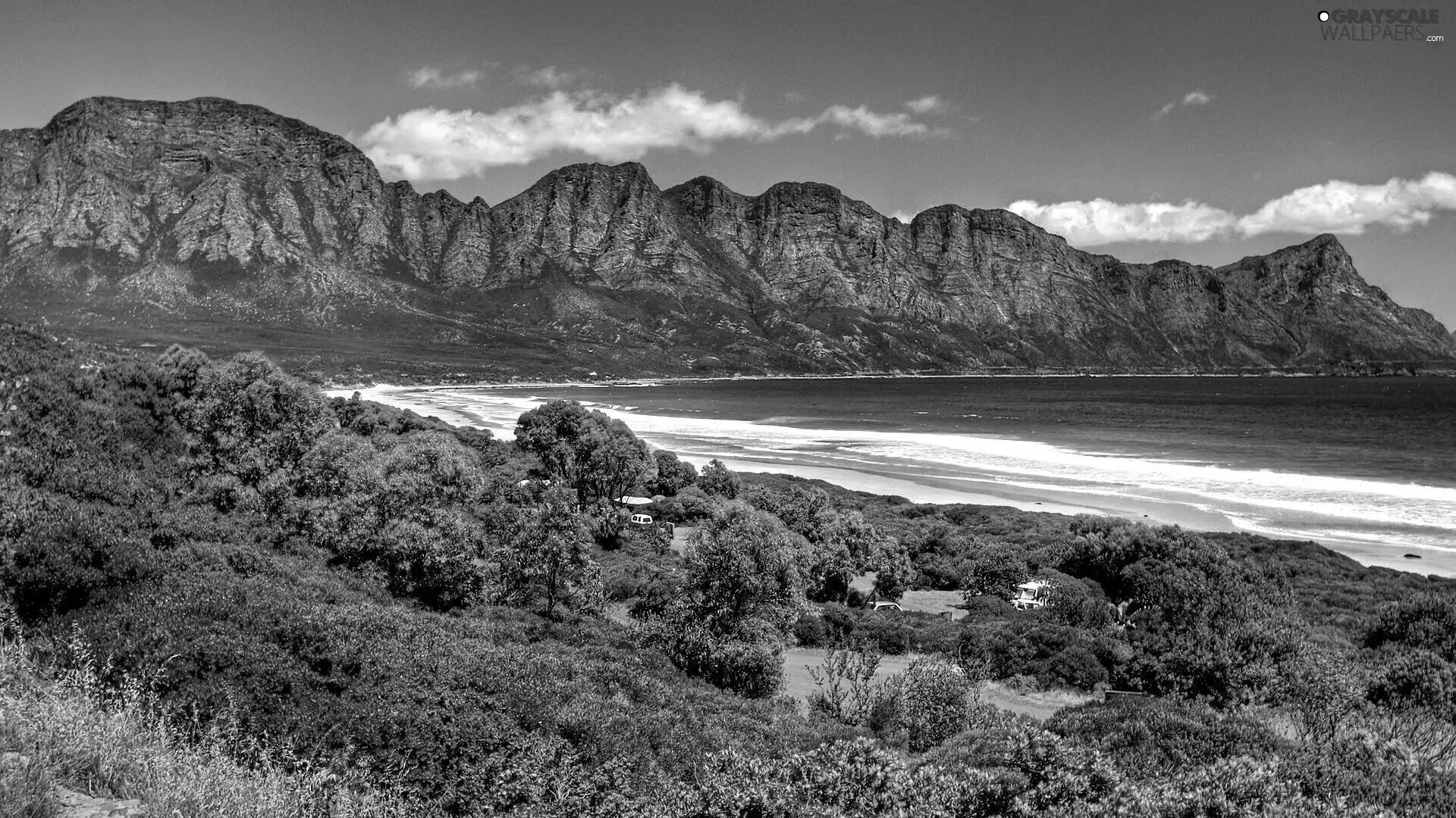 sea, green, South Africa, Mountains, Kogel Bay