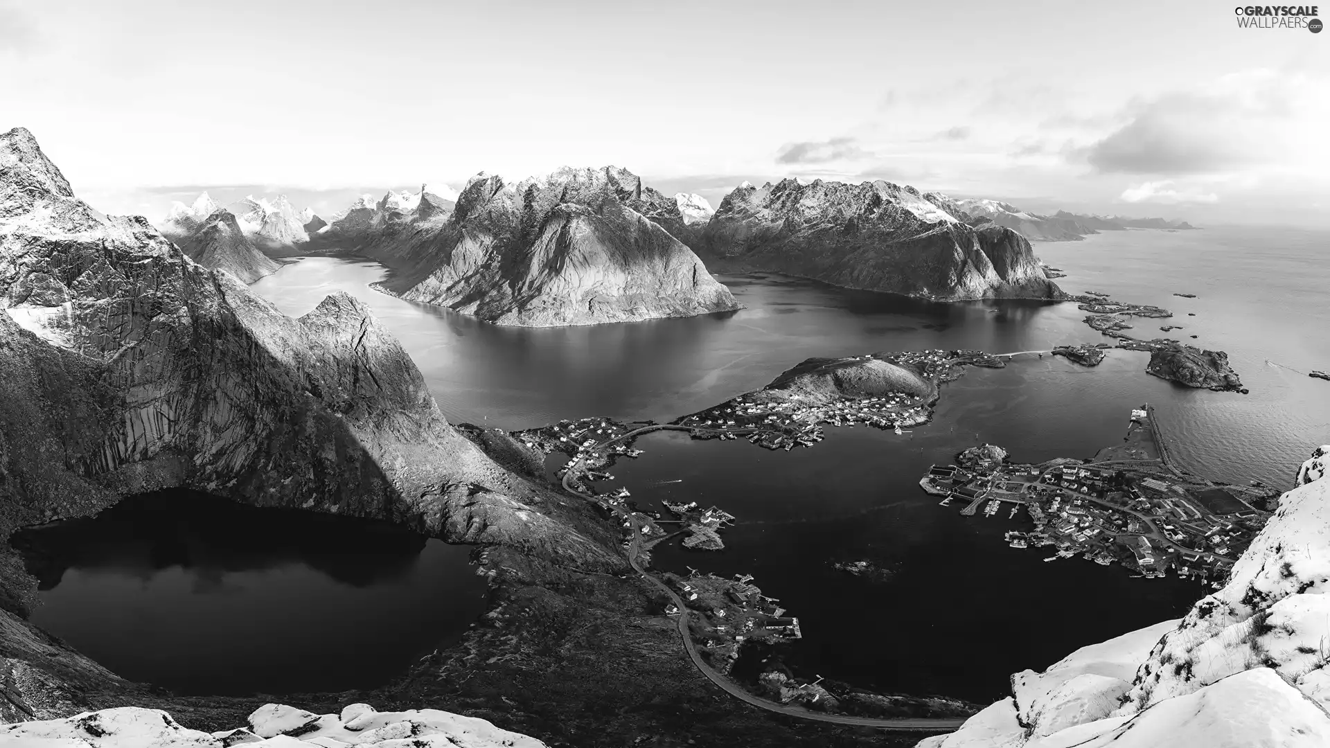 winter, Lofoten, Sky, Mountains, Norway, snow, sea