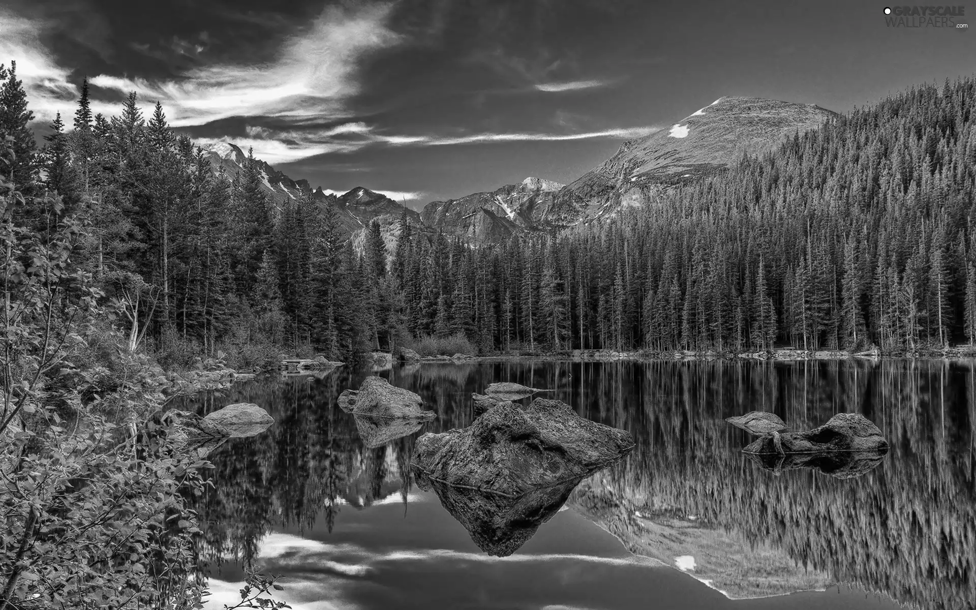 water, viewes, Mountains, trees