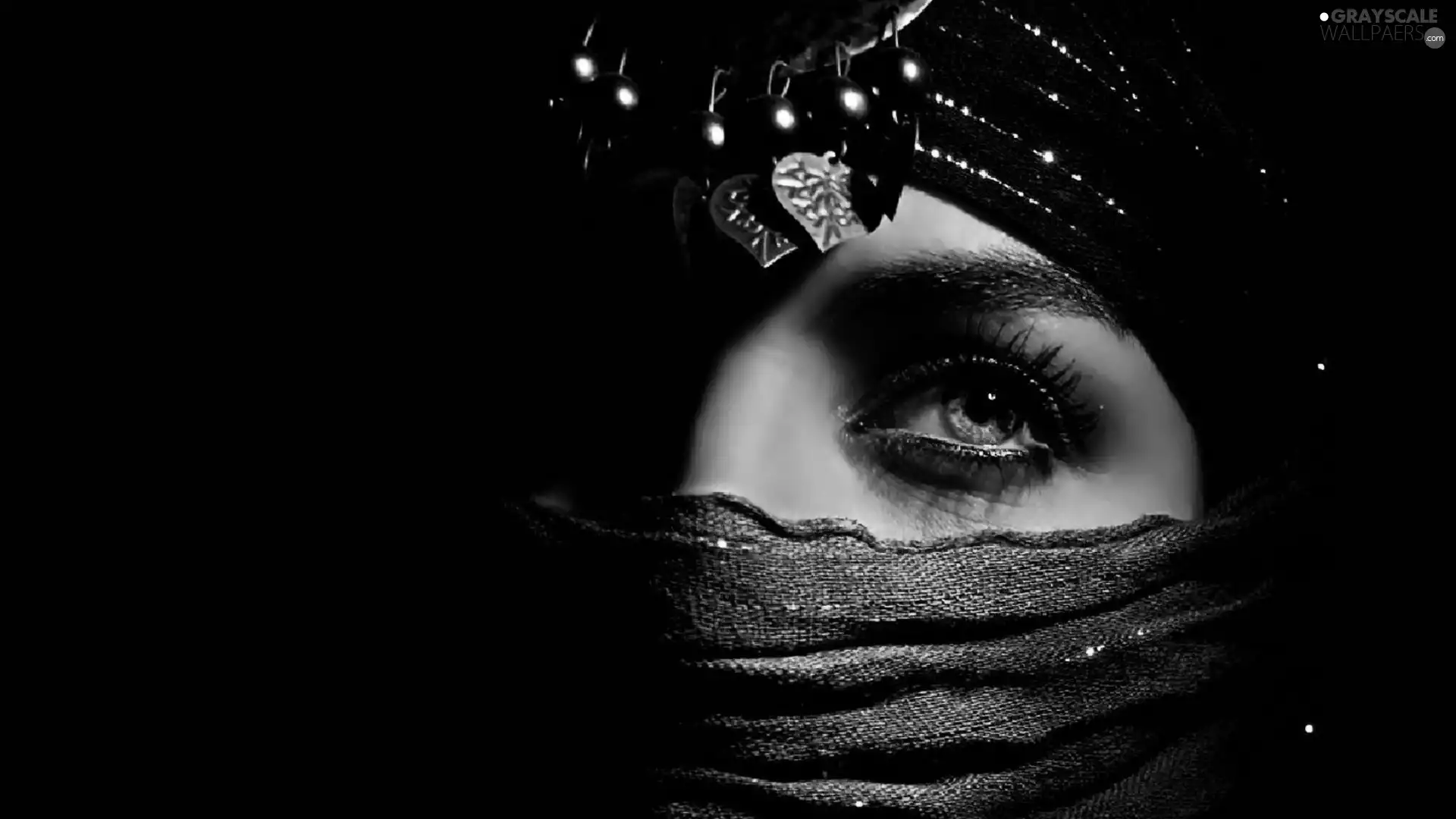 Women, Eyes, mystery, shawl