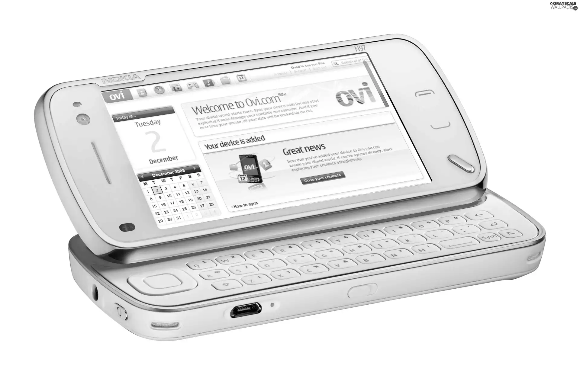 QWERTY Keyboard, White, N97