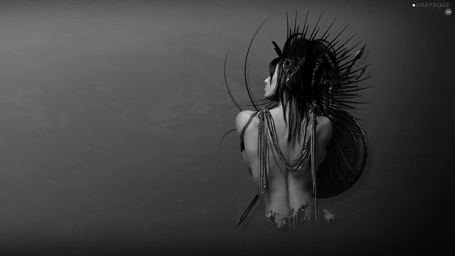 shoulders, Women, Necklace, Shield, drag, back