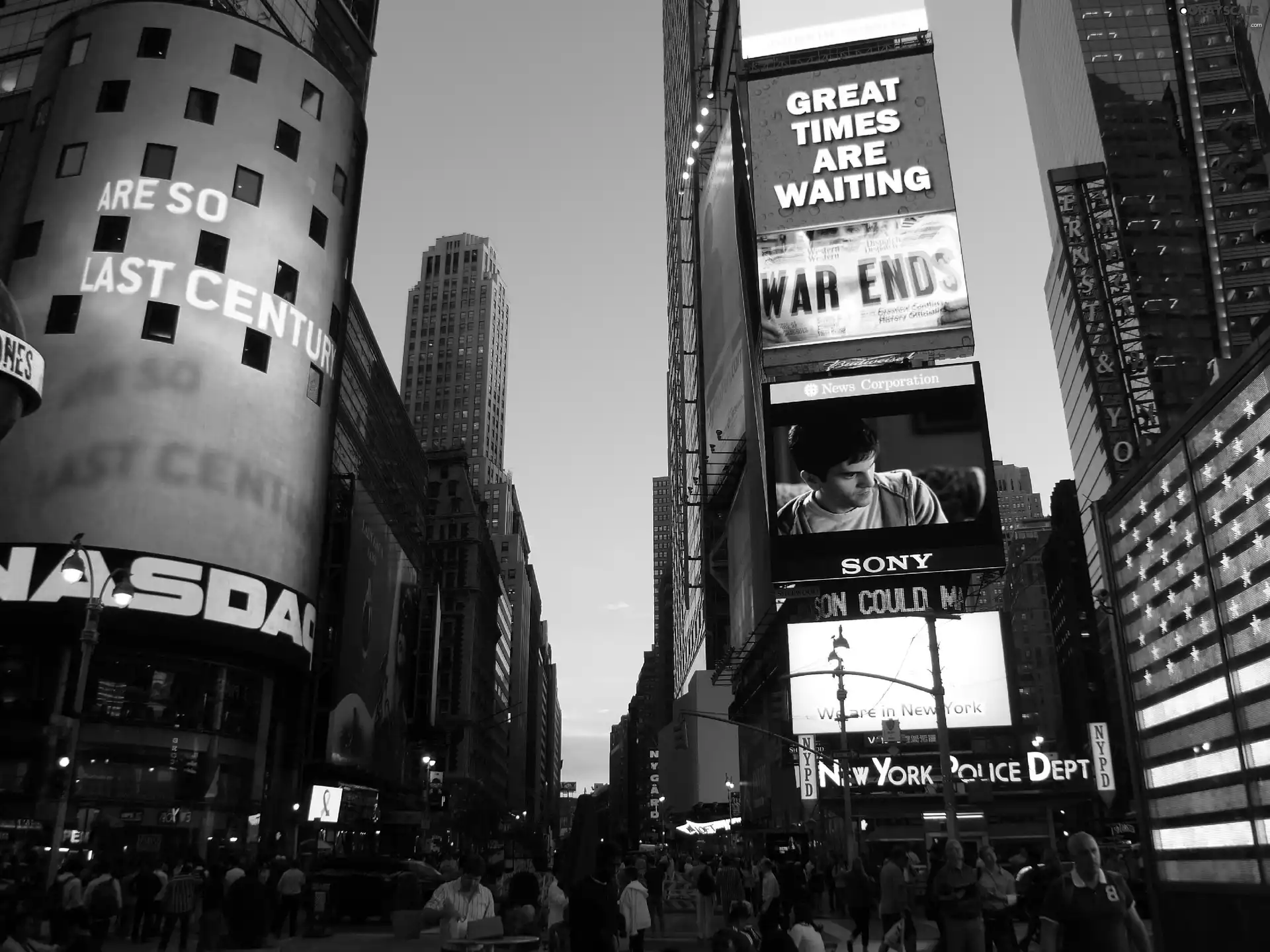 neon, Manhattan, buildings
