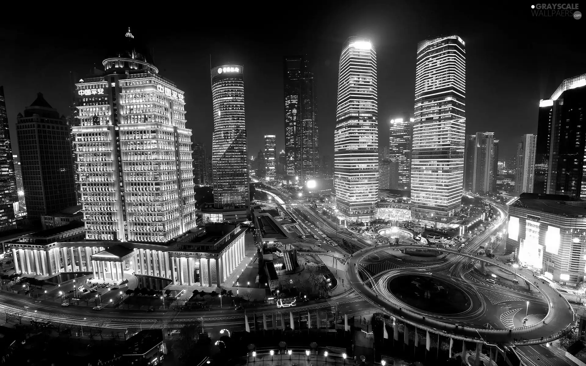 China, Town, Night, Szanghaj