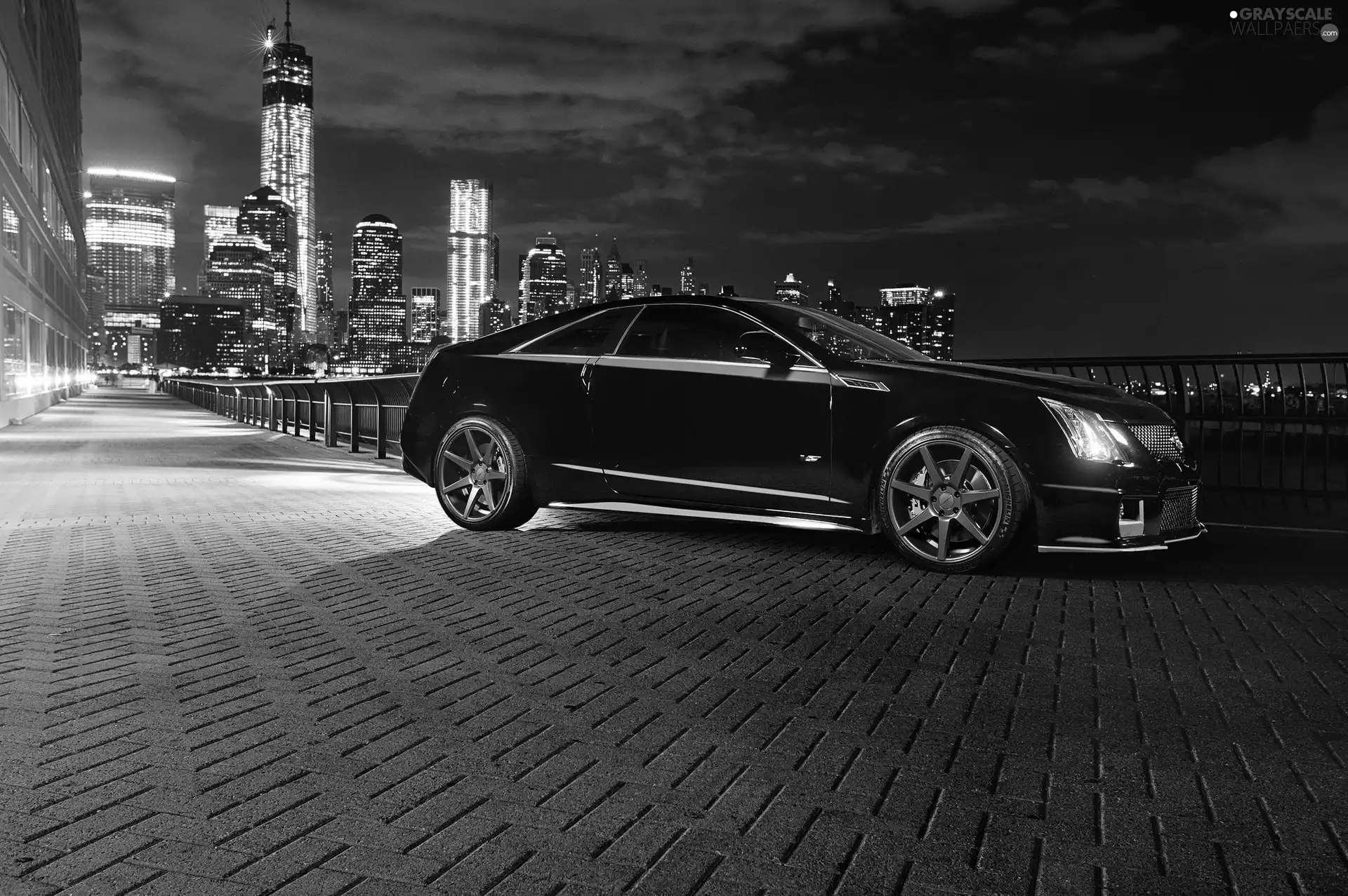 Cadillac, skyscraper, Night, CTS-V