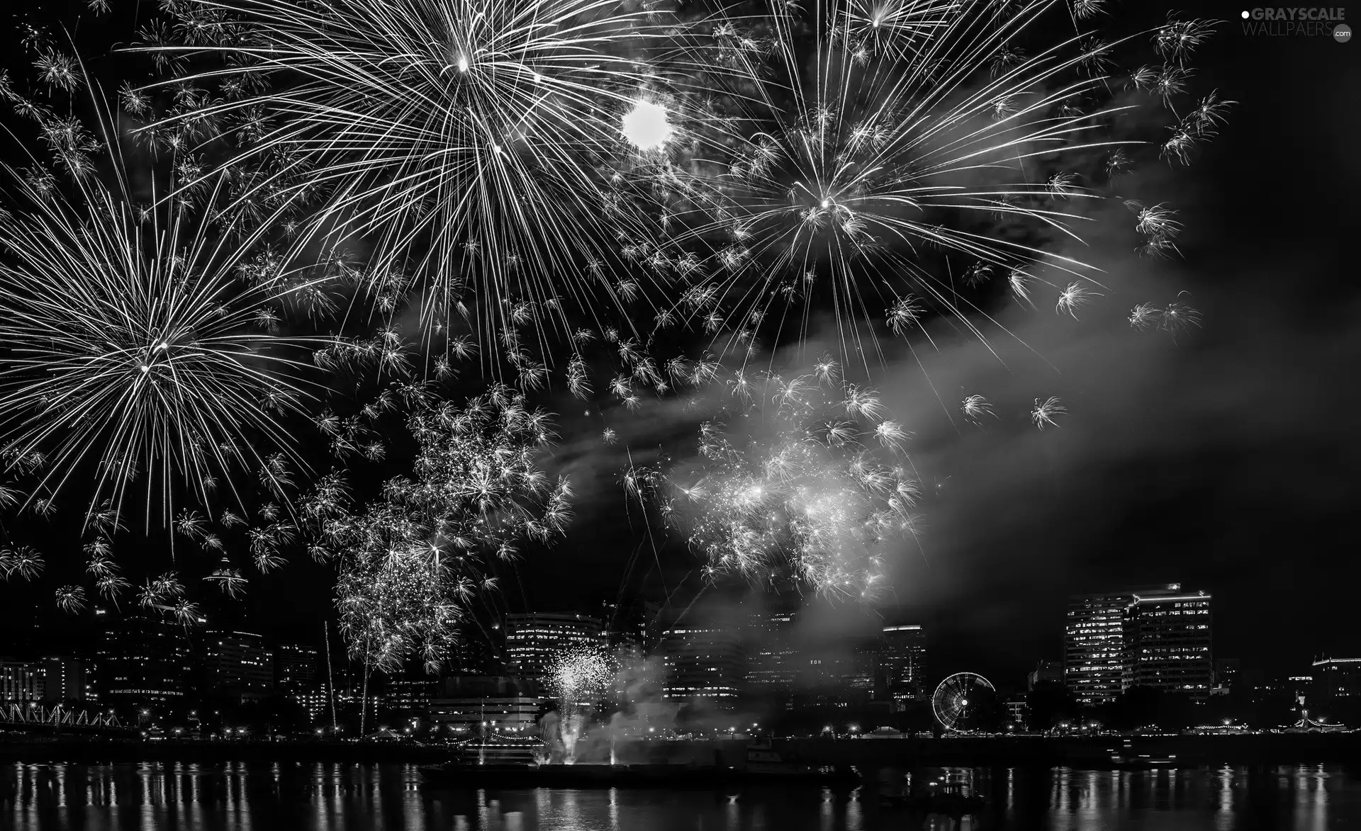 Night, Town, fireworks