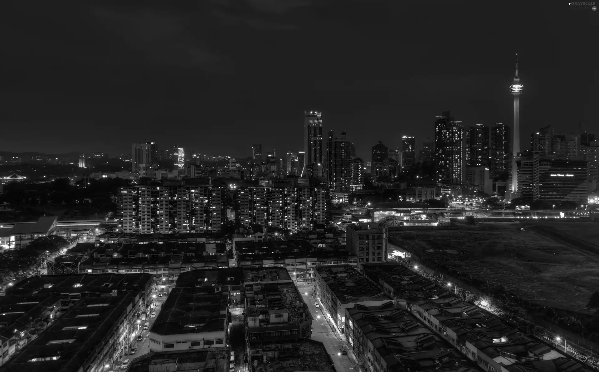 Night, Houses, Malaysia, Asia, Kuala Lumpur