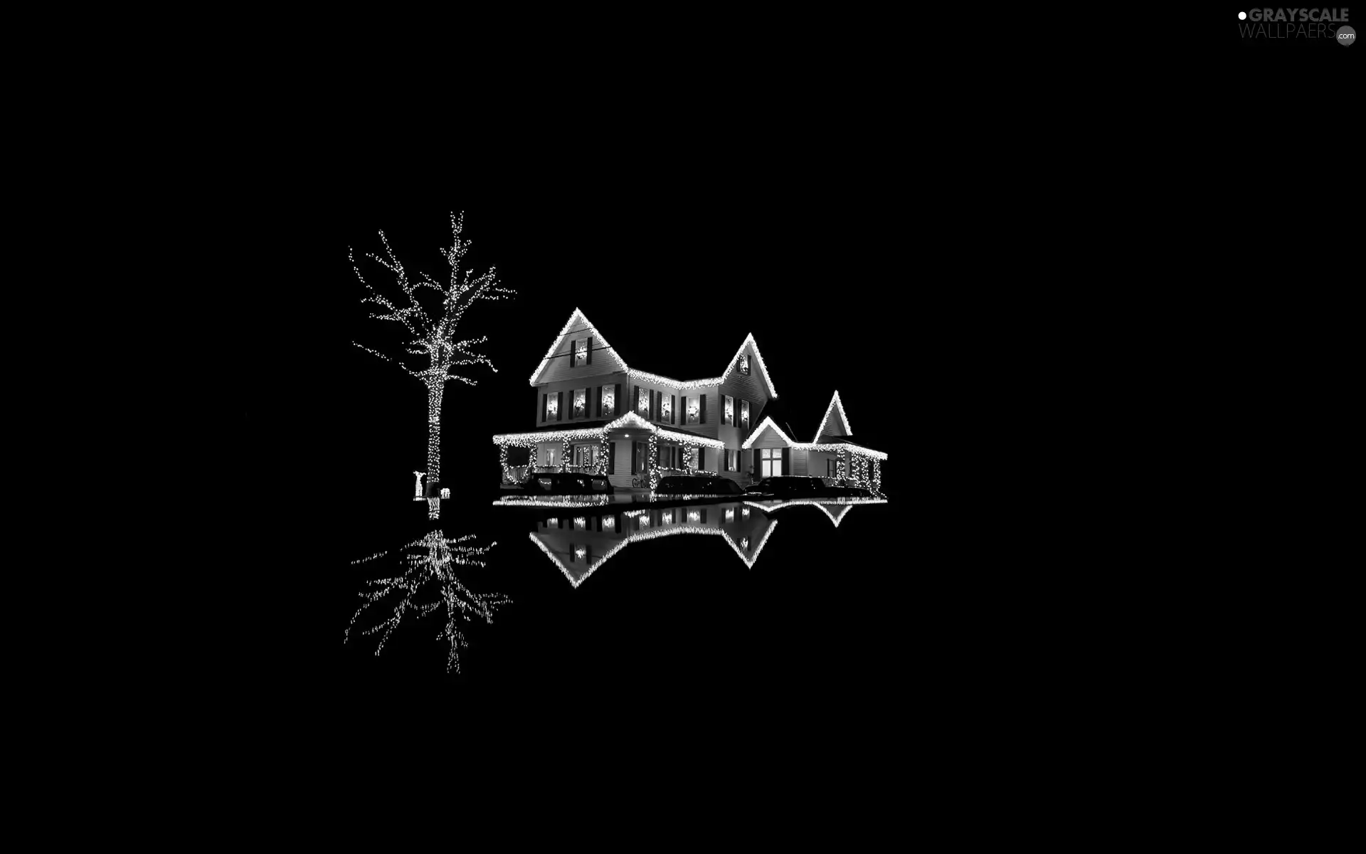 Lights, dark, Night, house