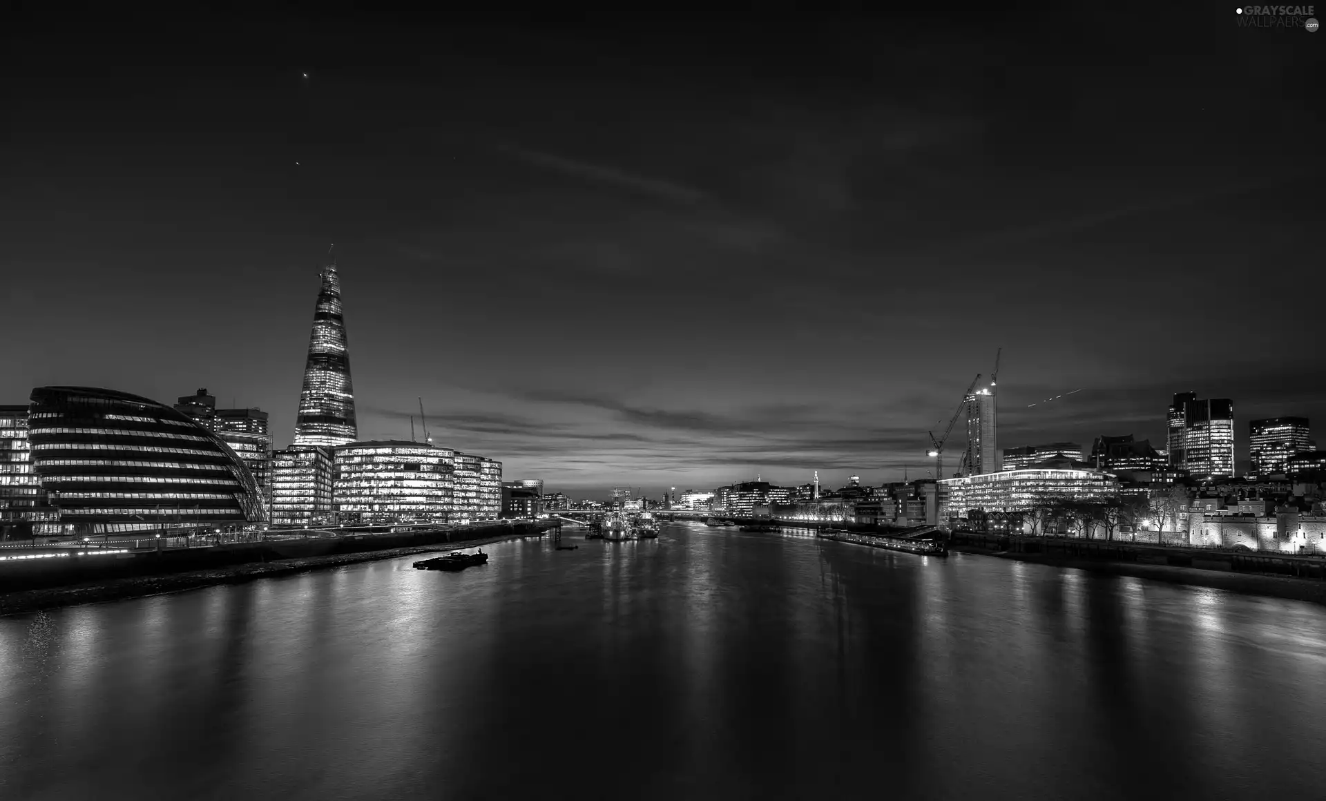 Night, London, thames, Town, River