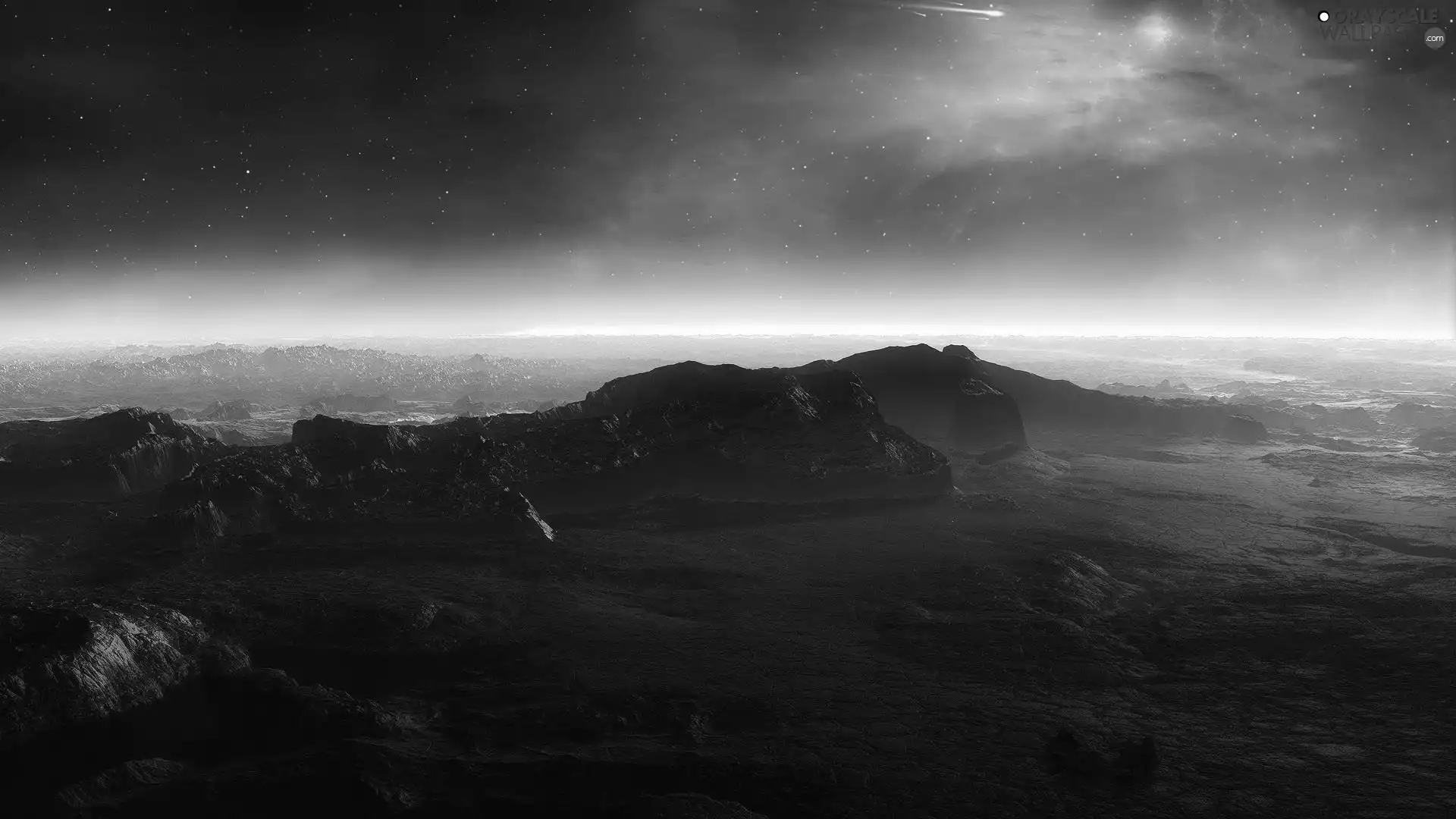 Mountains, star, Night, forest