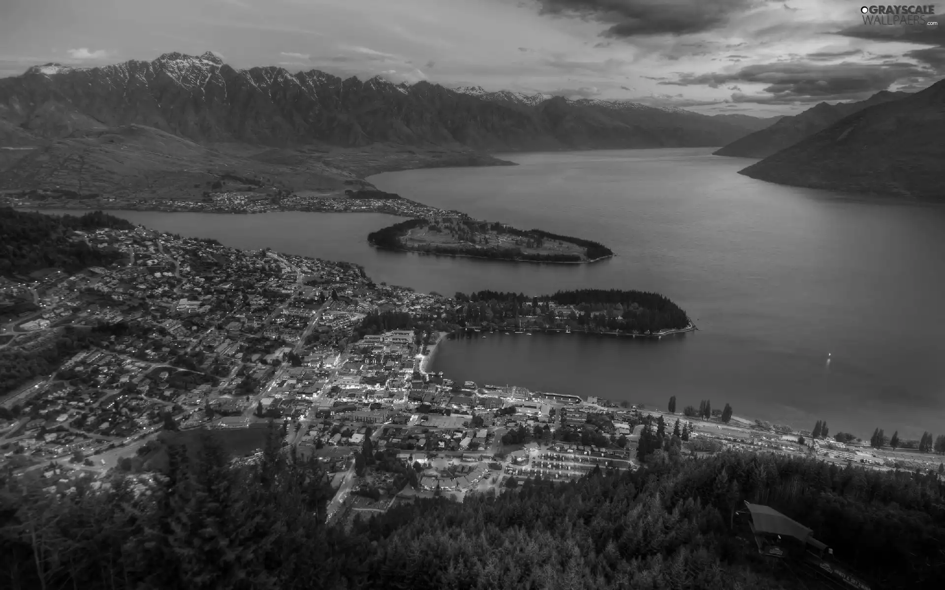 Queenstown, panorama, night, New Zeland