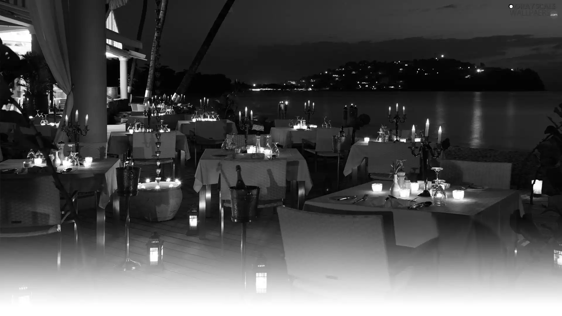 Night, Restaurant, sea