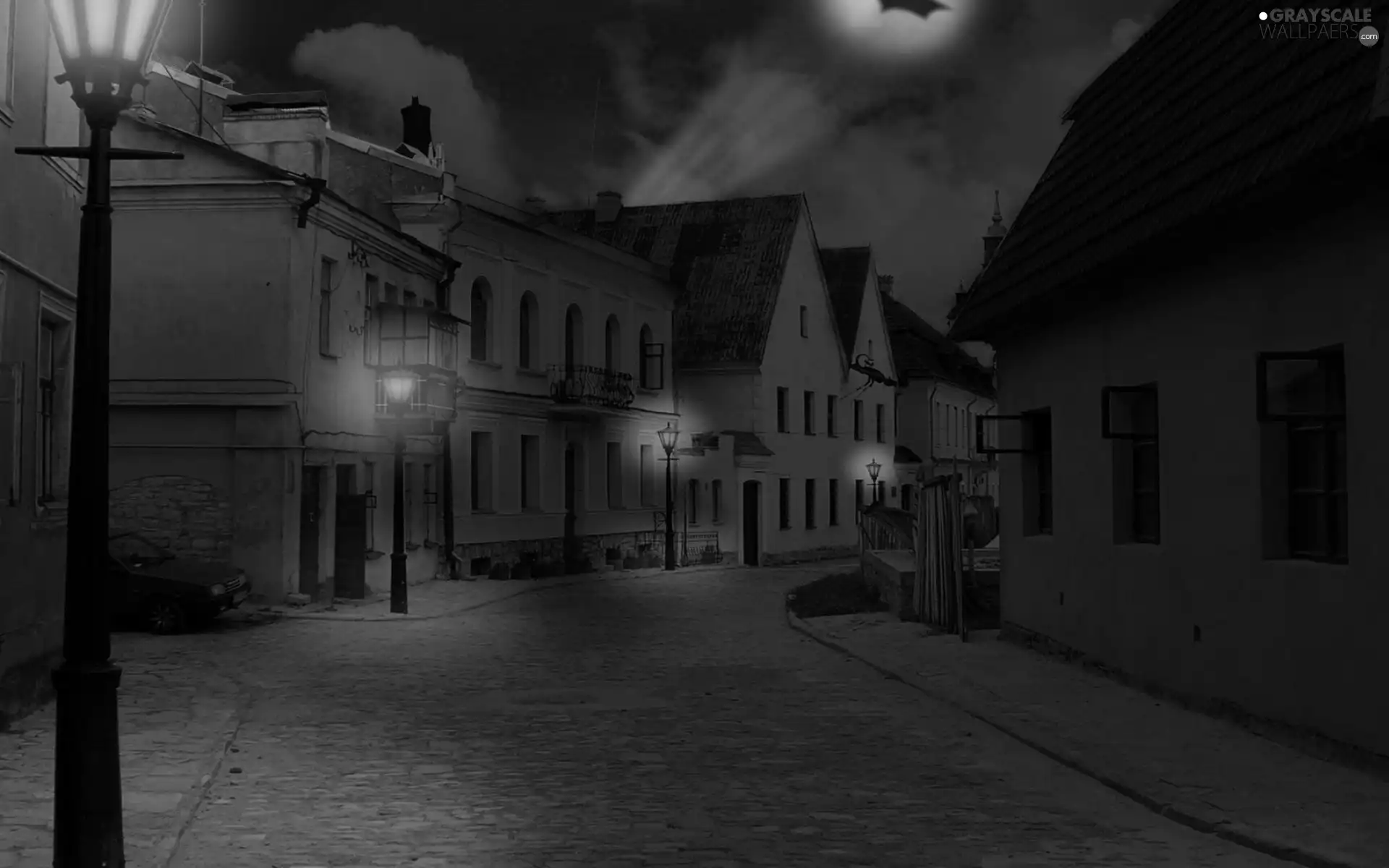 Night, Houses, Street