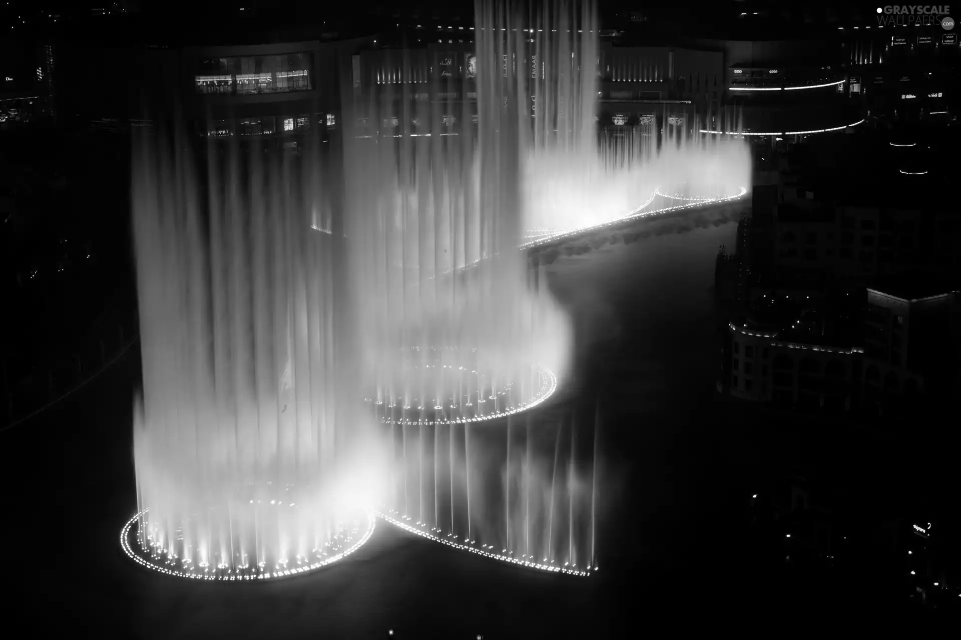 Night, Fountains, Town