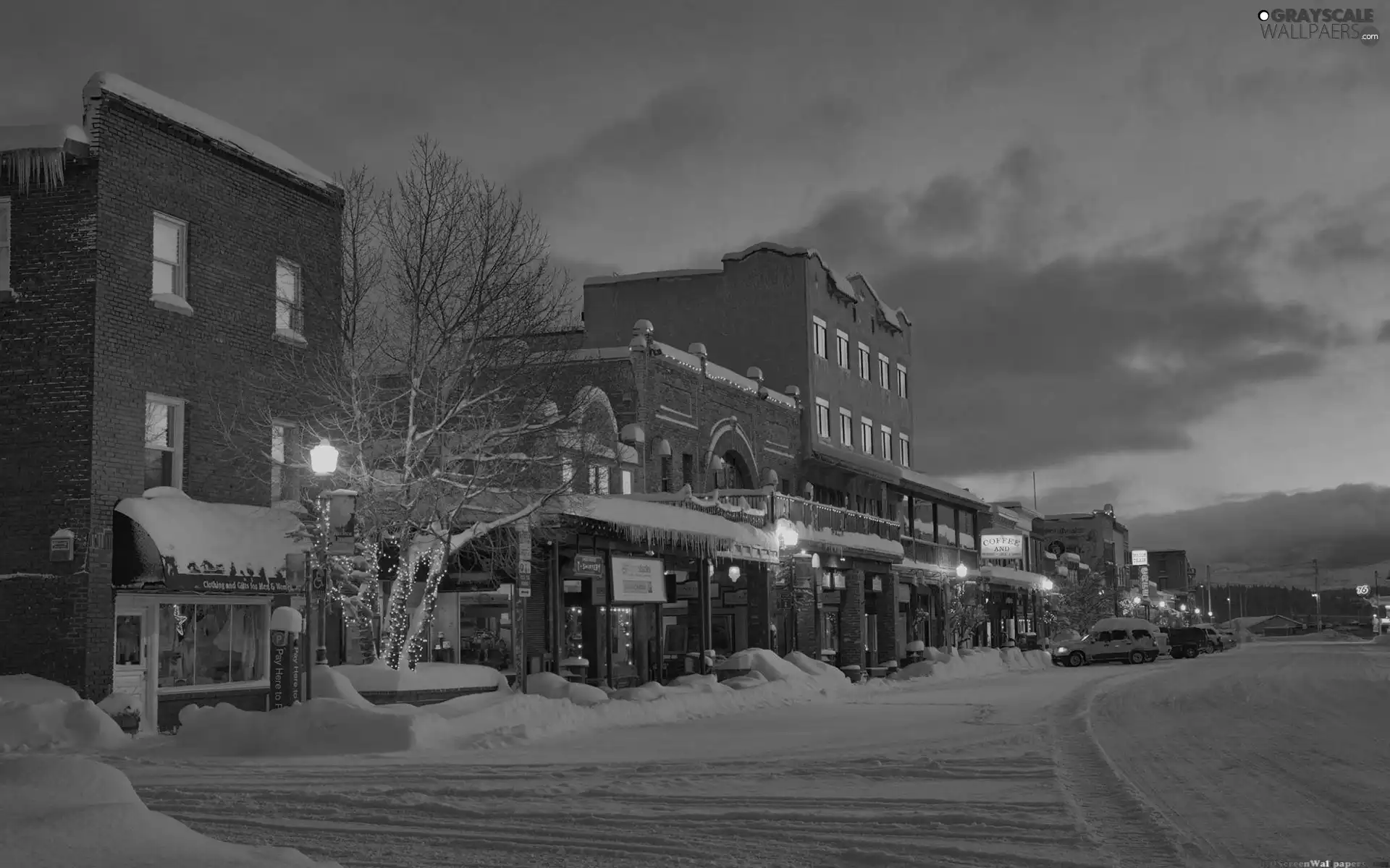 Night, Town, winter