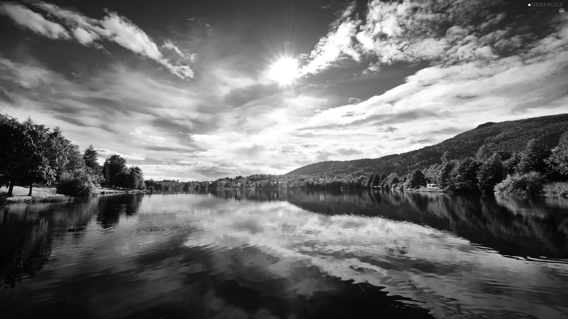 lake, Mountains, Norway, woods