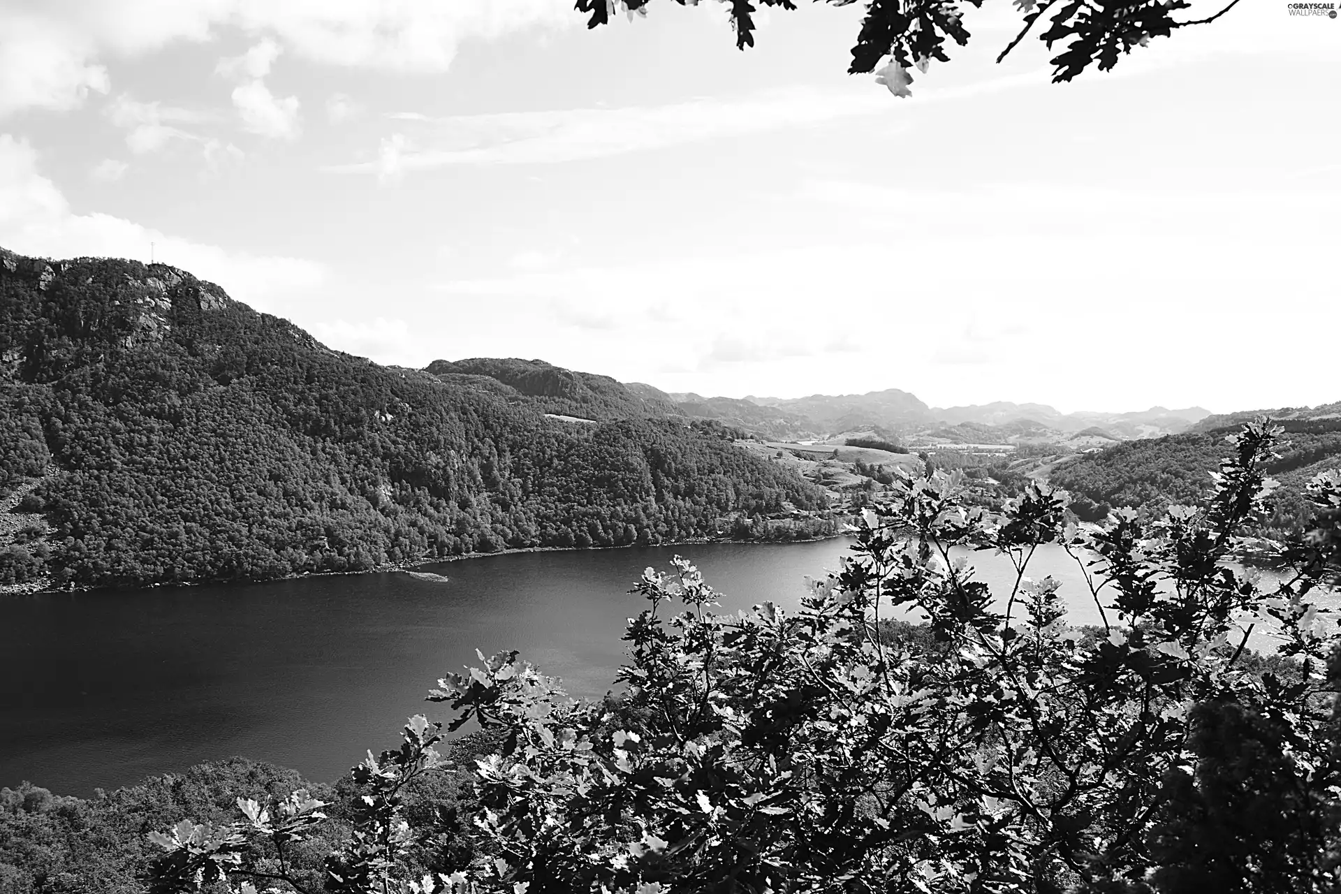 Mountains, landscape, Norway, lake