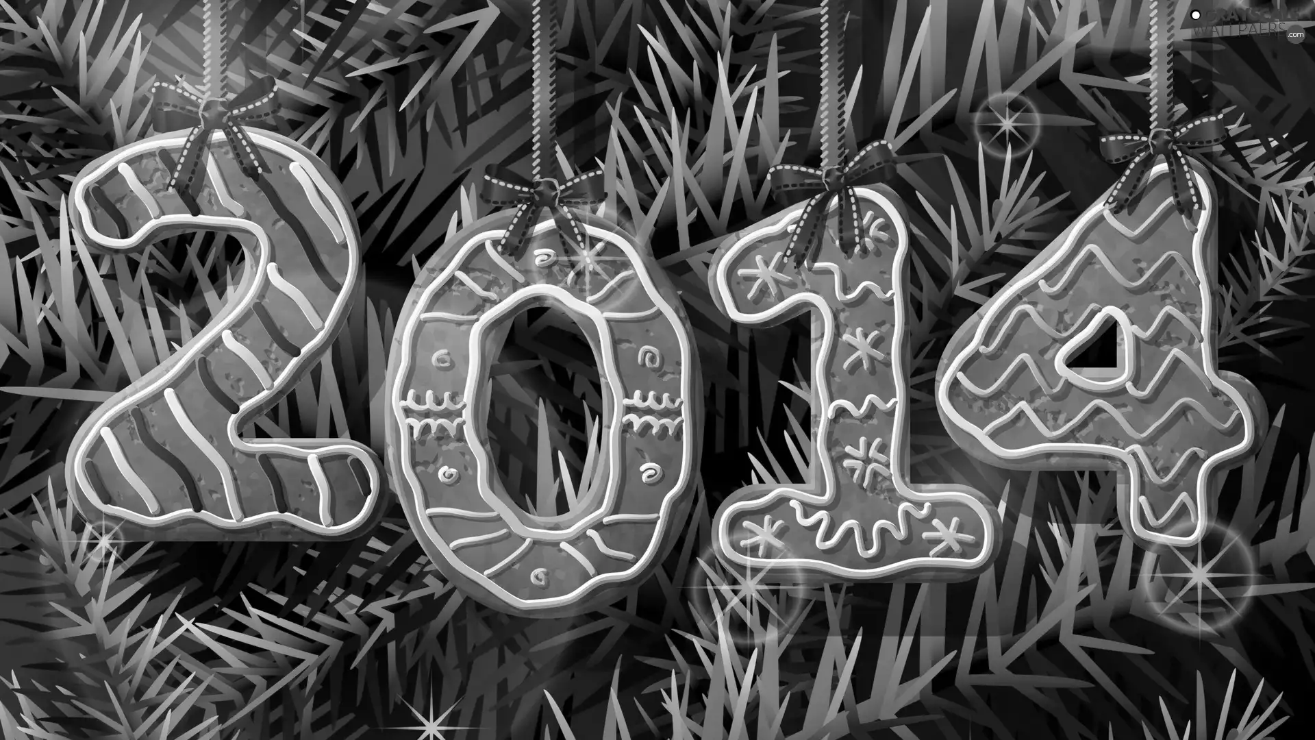 date, New, numbers, Twigs, gingerbread, year