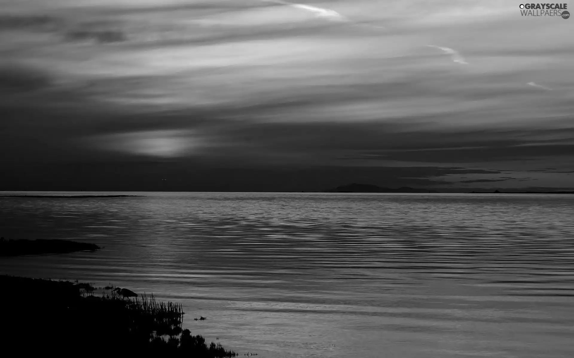 clouds, sun, Ocean, west