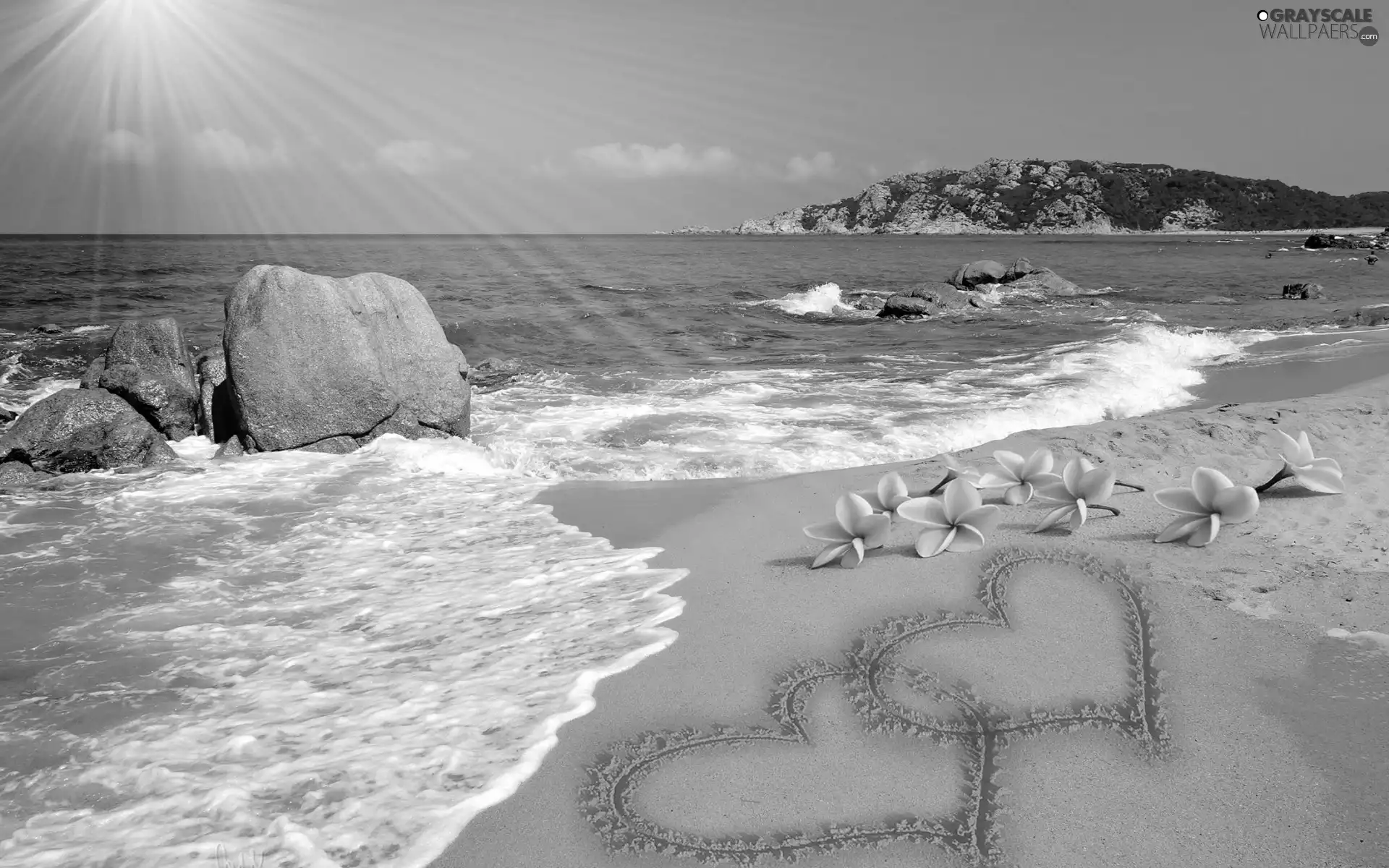 rays of the Sun, holiday, Beaches, rocks, sea