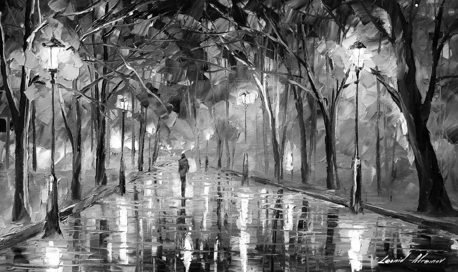 Park, picture, oil, Leonid Afremov