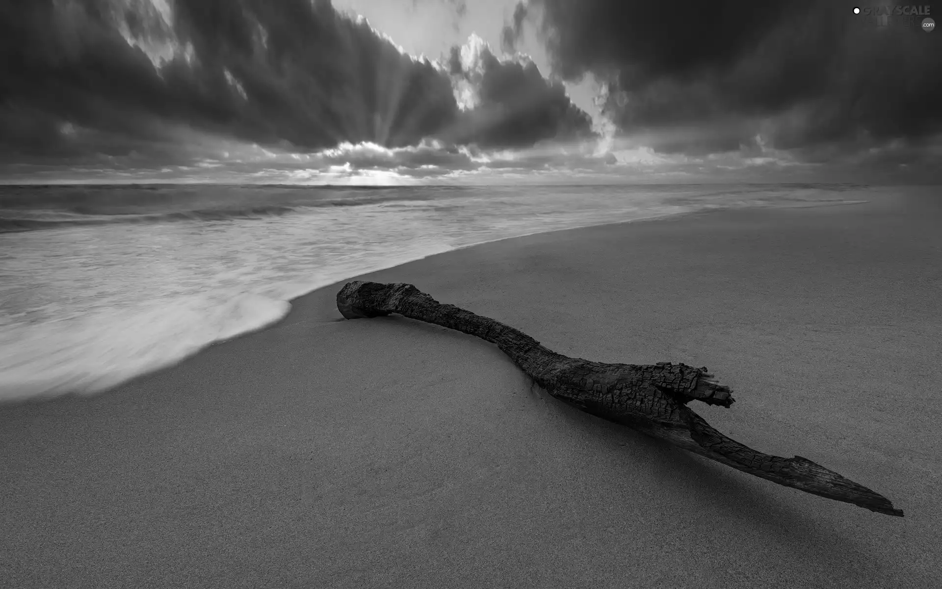 sea, clouds, Lod on the beach, Beaches