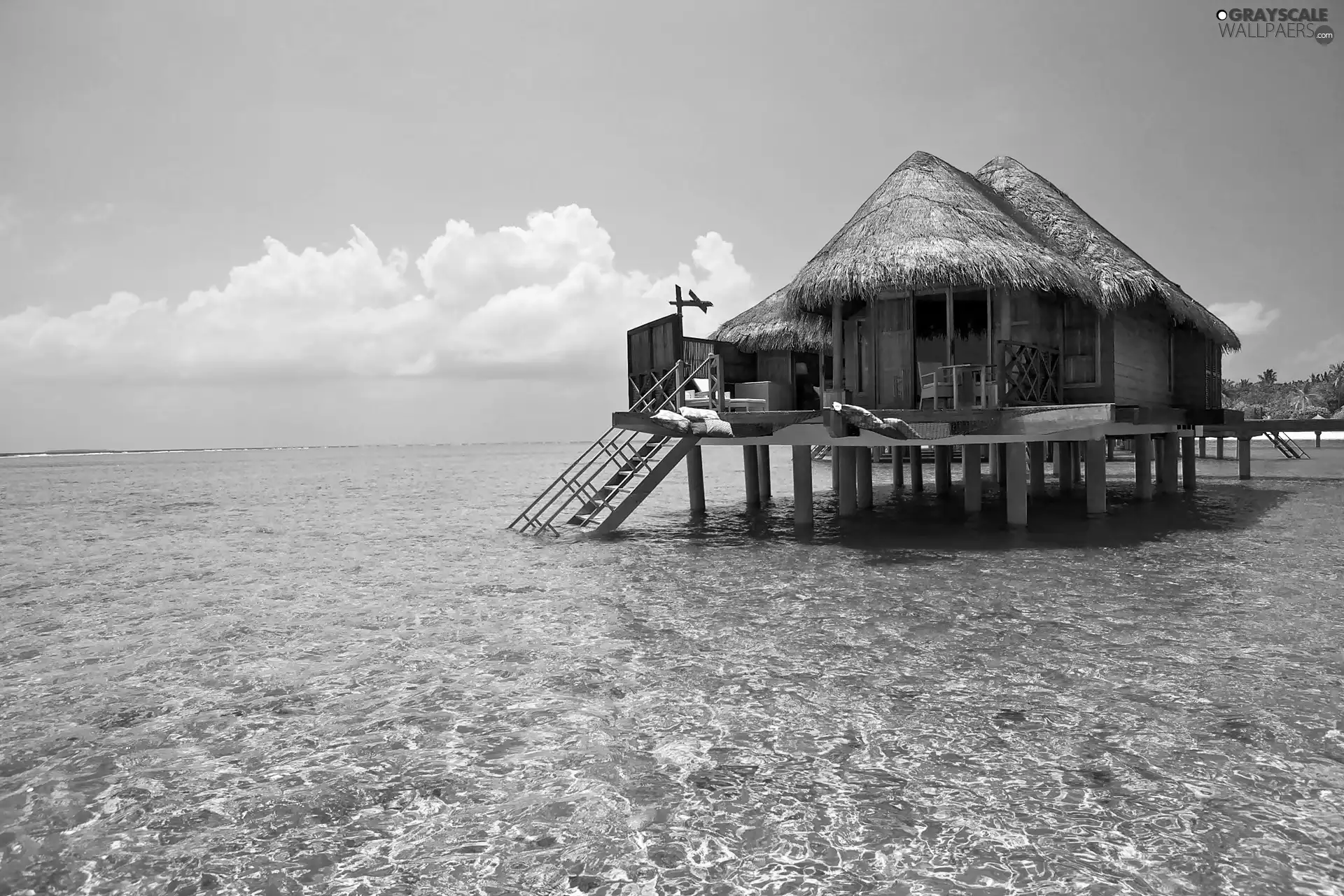 sea, Home, on The Water, clouds