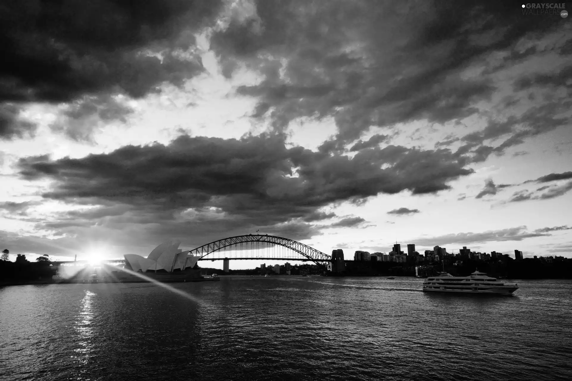 sun, Sydney, Sydney Opera House, west, Australia, bridge, Ship