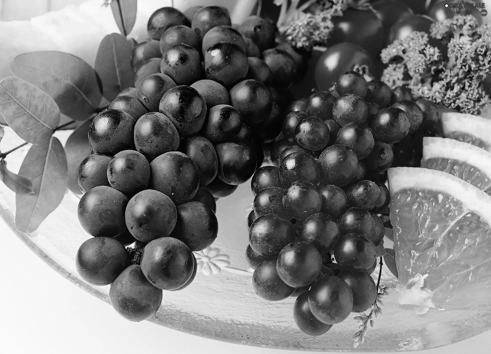orange, Grapes, slices